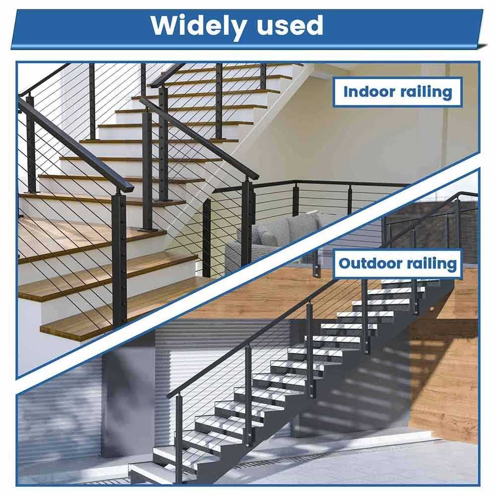 MUZATA 1/8 Black Wire Rope T316 Stainless Steel Marine Grade for Indoor Interior Cable Railing Aircraft Stair Deck Fencing 7×7 Strand DIY - Inhomebuy