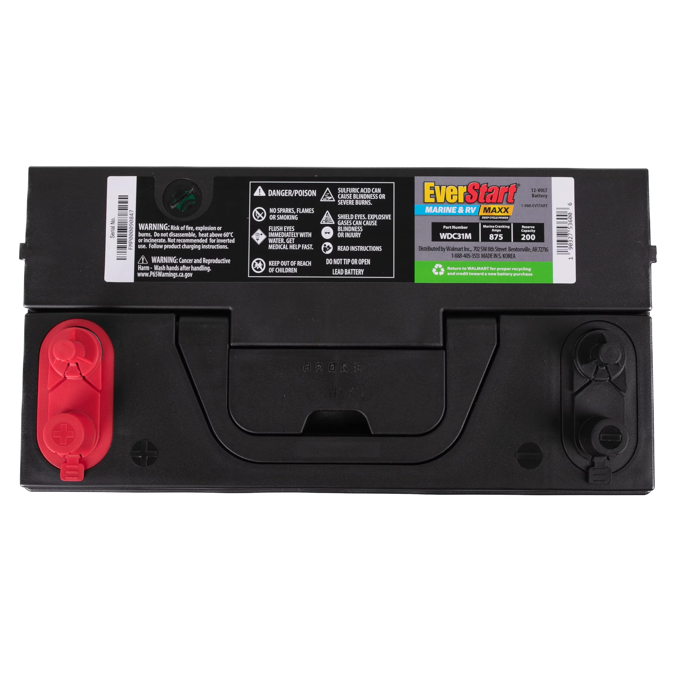 EverStart Maxx Lead Acid Marine & RV Deep Cycle Battery, Group Size 29DC (12 Volt / 845 MCA) - Inhomebuy