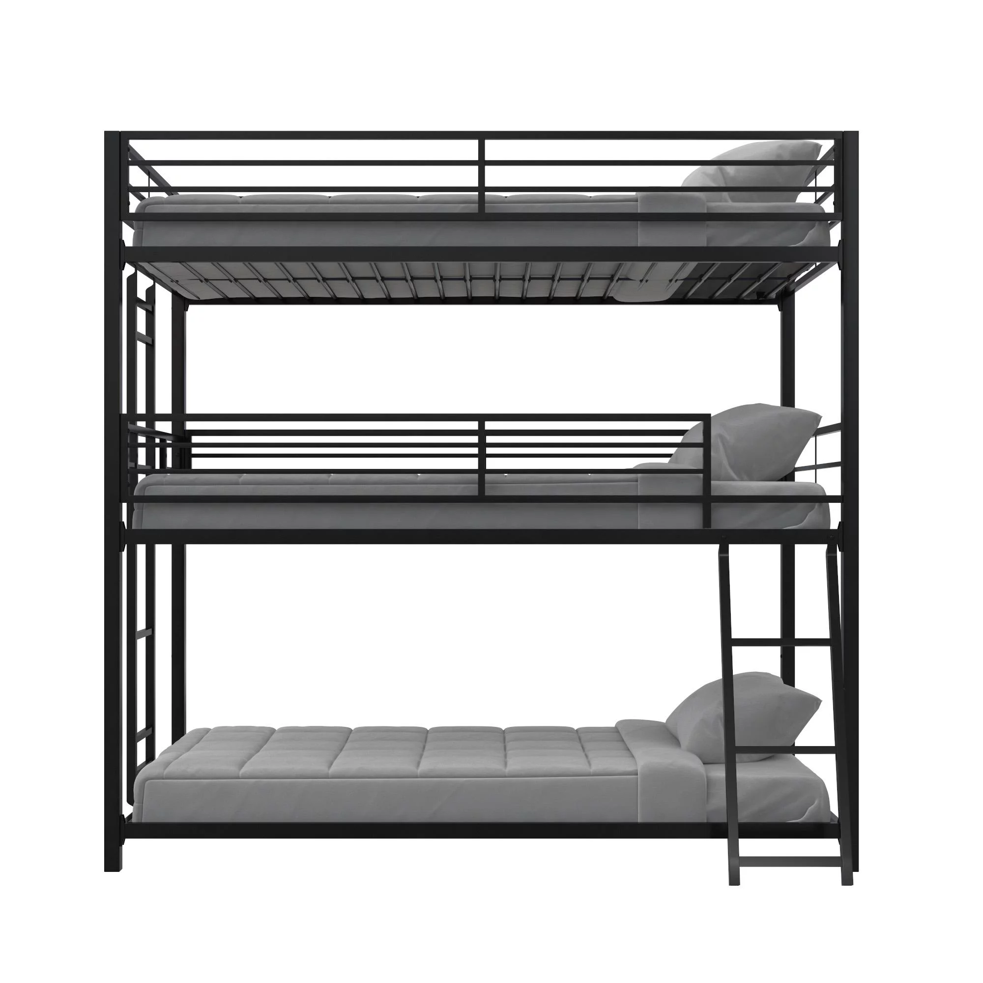 Your Zone June Triple Twin Metal Bunk Bed, Black - Inhomebuy