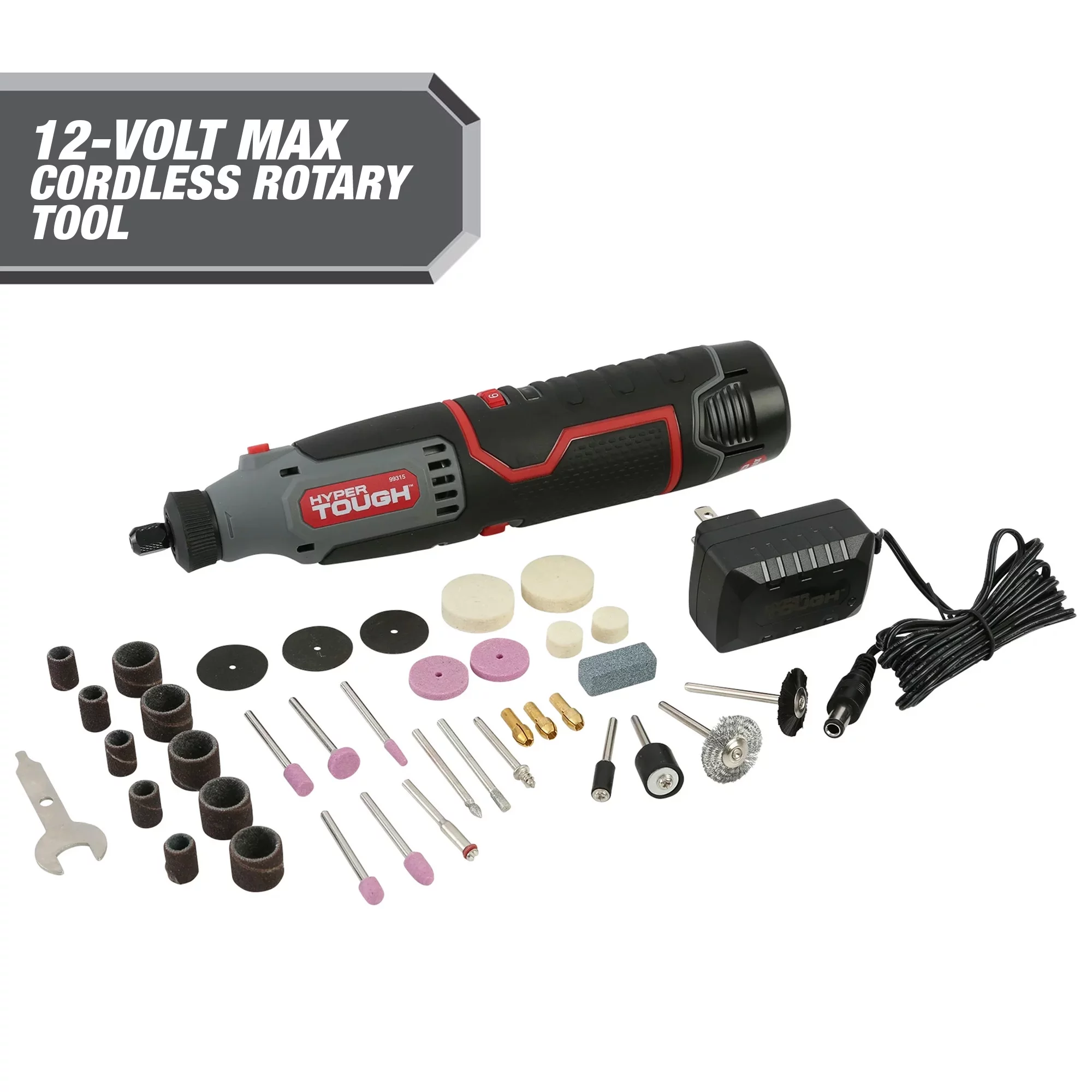 Hyper Tough 12V Max* Lithium-Ion Cordless Variable Speed Rotary Tool, 40 Accessories, with 1.5Ah Battery and Charger, 99315 - Inhomebuy