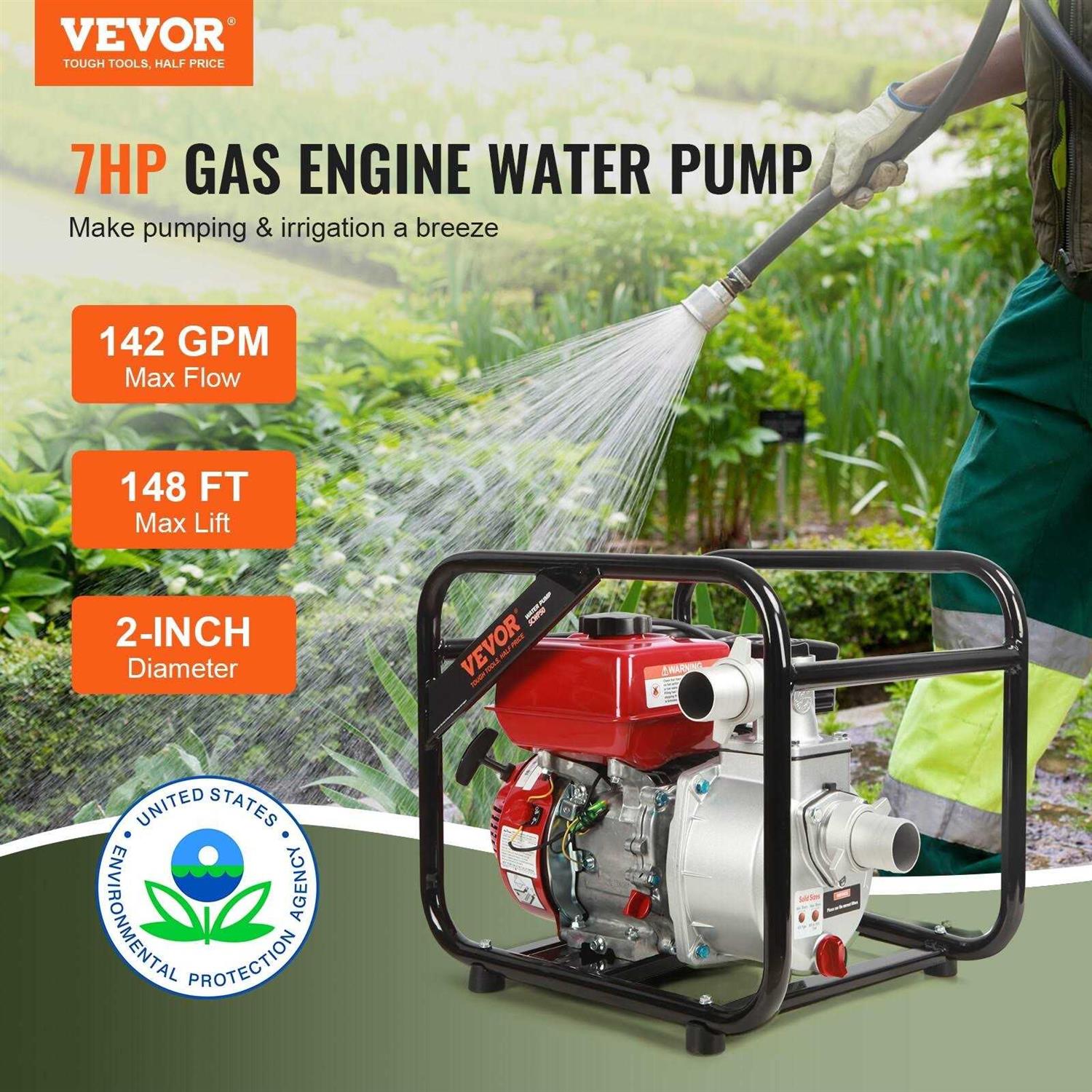 VEVOR Engine Water Pump 7HP GPM - Inhomebuy