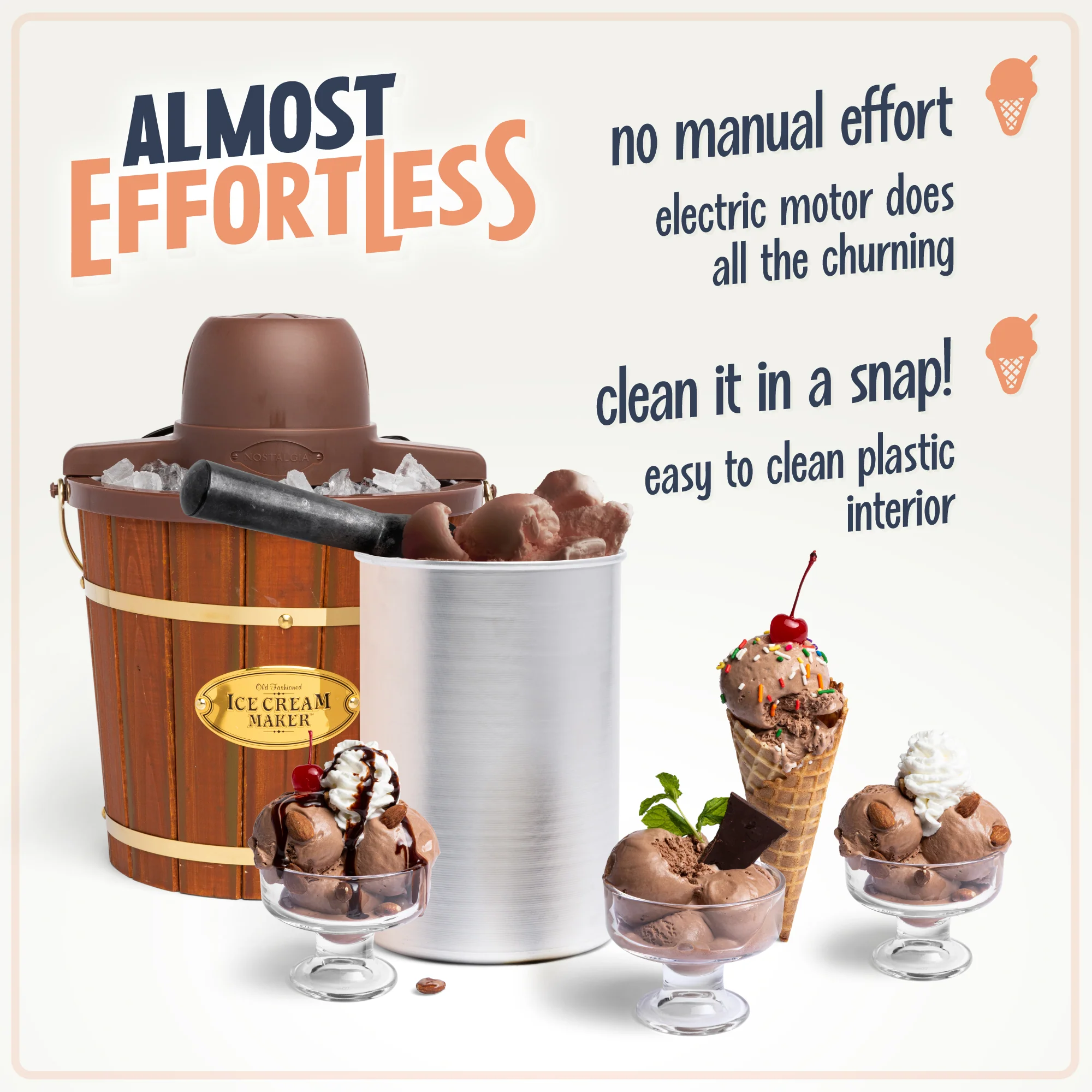 4-Quart Wood Bucket Ice Cream Maker - Inhomebuy