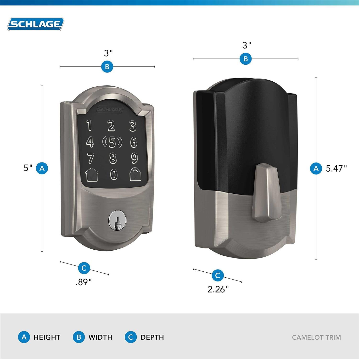 Schlage Be499cen622 Encode Plus Smart WiFi Century Trim Deadbolt - Inhomebuy