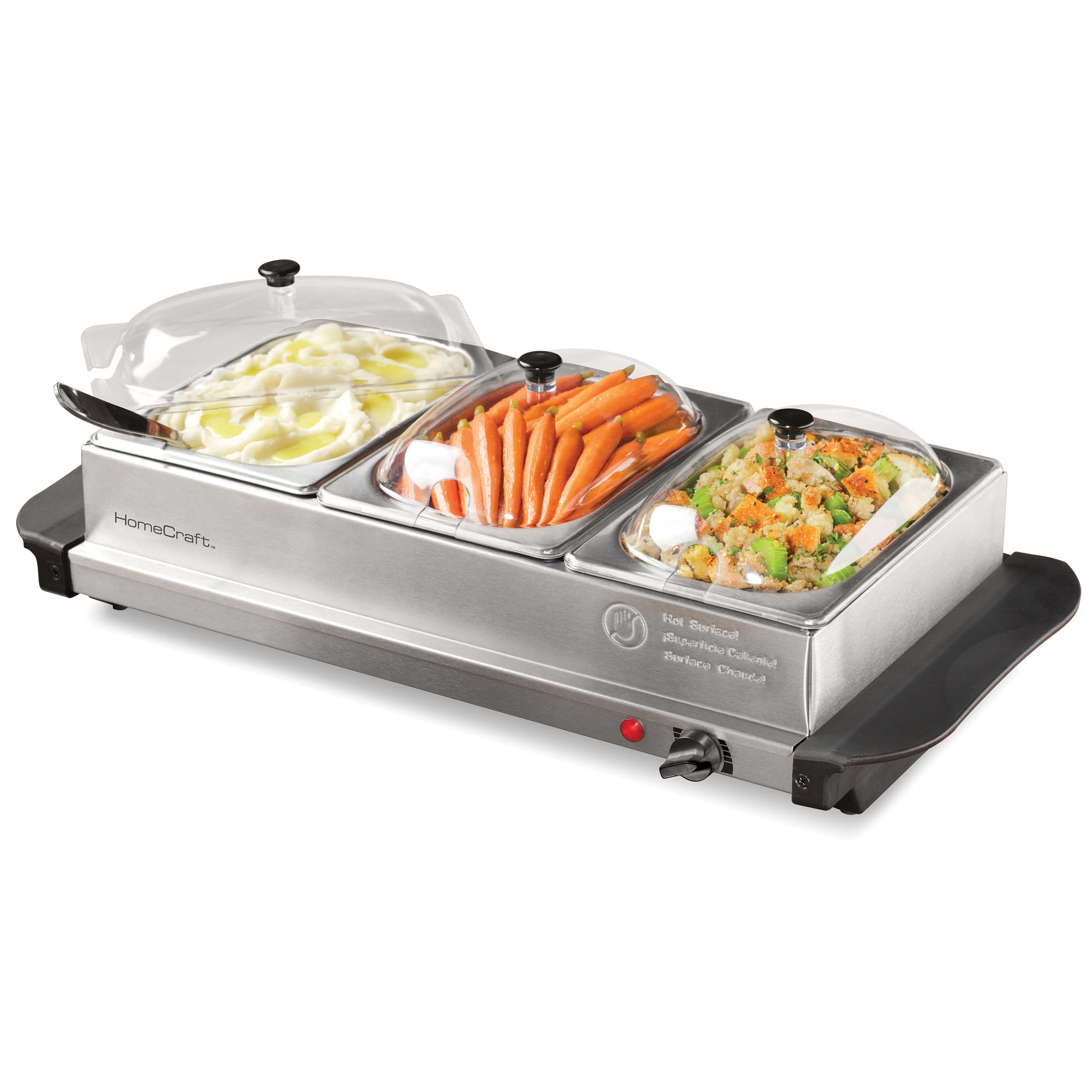 HomeCraft�?HCBS15SS 3-Station 1.5-Quart Stainless Steel Buffet Server & Warming Tray - Inhomebuy