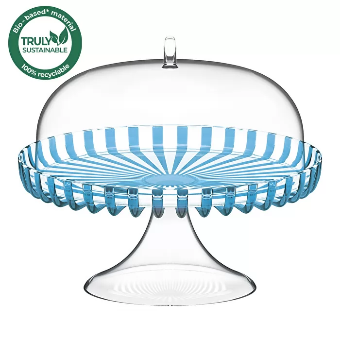 DolceVita Cake Stand With Dome Turquoise - Inhomebuy