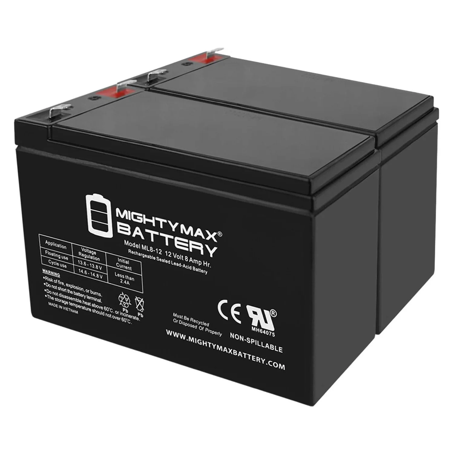 12V 8Ah Battery for Razor MX350, MX400 Electric Dirt Bike - 2 Pack - Inhomebuy