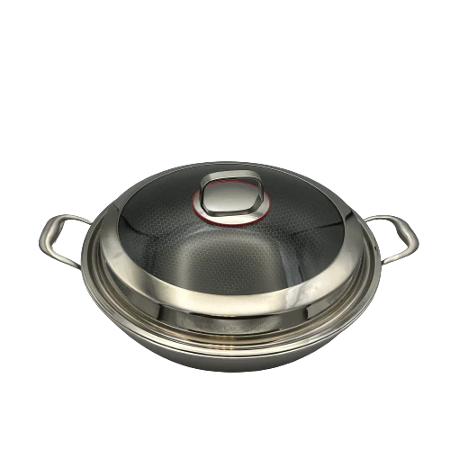 Healthy Bear Ory Hybrid Wok: 36cm with glass lid, dual handles | BC-HW36N - Inhomebuy