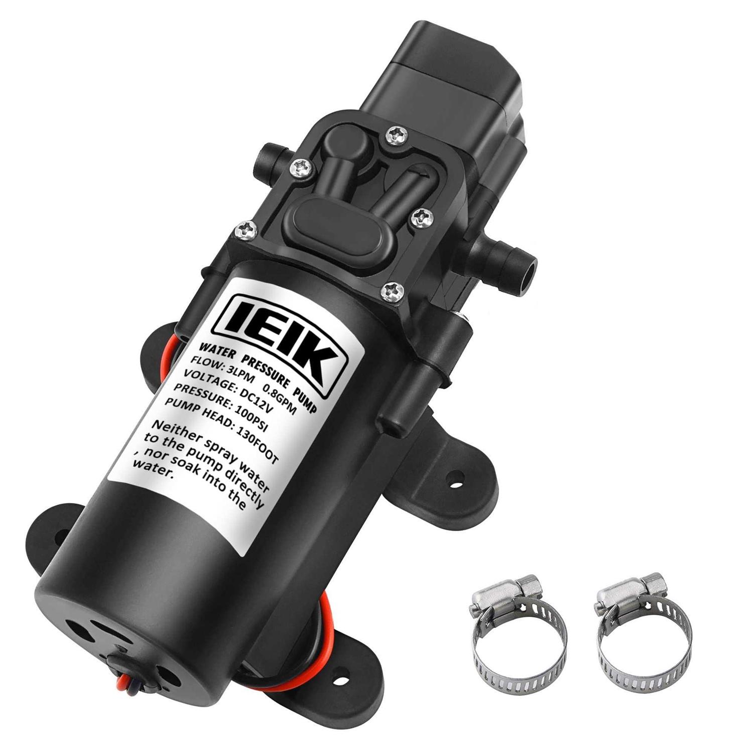 IEIK 12 Volt Diaphragm Pump 3LPM 0.8 GPM 100PSI Self Priming Sprayer Pump 12V DC Fresh Water Pump Water Pressure RV Camper Marine Boat - Inhomebuy