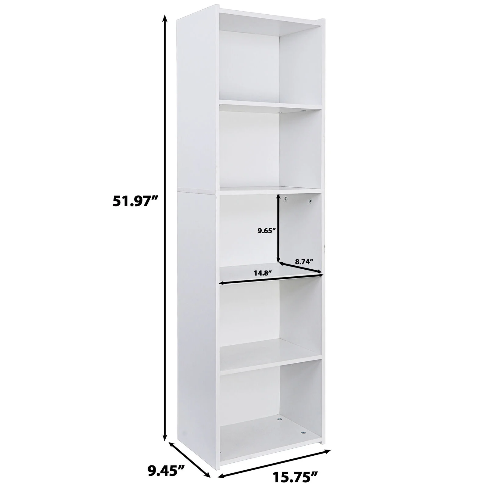 ZENSTYLE 5 Tier Bookcase Bookshelf Storage Wall Shelf Organizer Display Stand Home Office - Inhomebuy