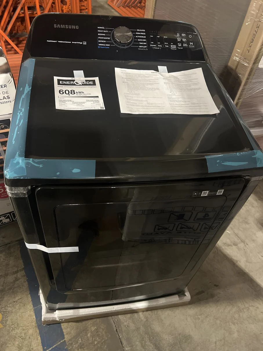 SAMSUNG 27 IN. 7.4 CU. FT. BLACK STAINLESS STEEL ELECTRIC DRYER WITH STEAM SANITIZE+ TECHNOLOGY - DV - Inhomebuy