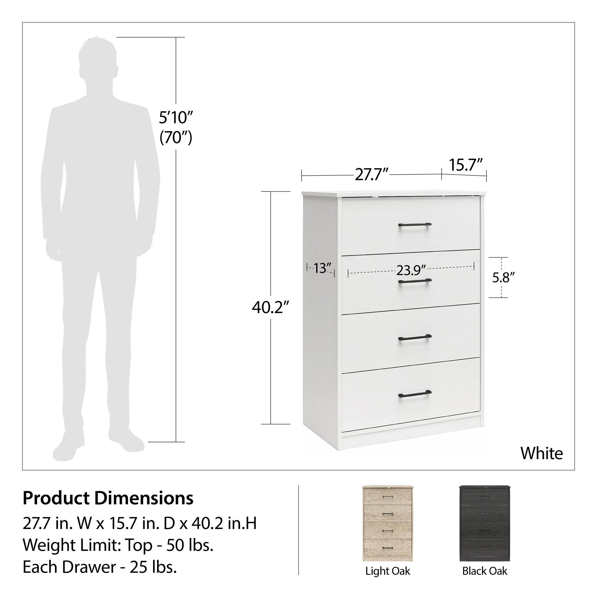 Ameriwood Home BrEZ Build Pearce 4 Drawer Dresser, Black Oak - Inhomebuy