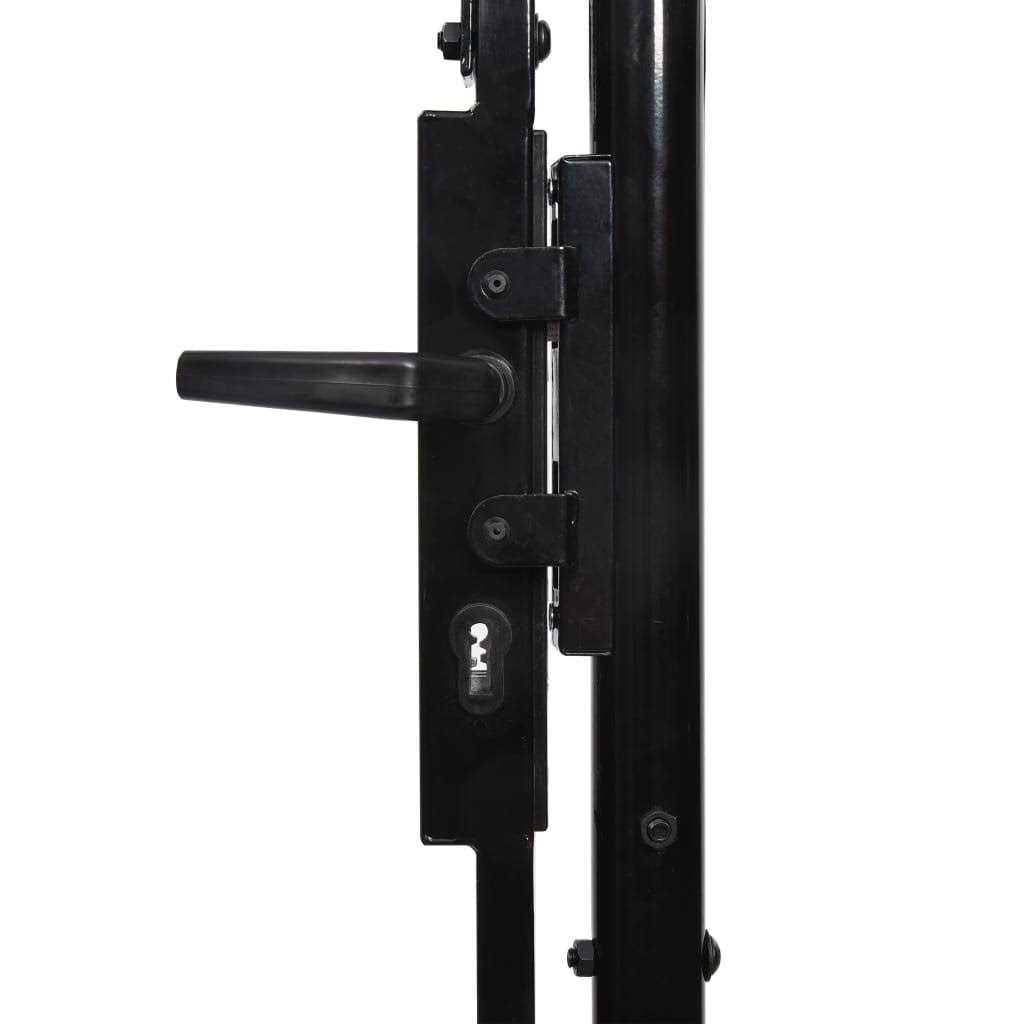vidaXL Fence Gate Single Door with Spike Top Steel Black - Inhomebuy