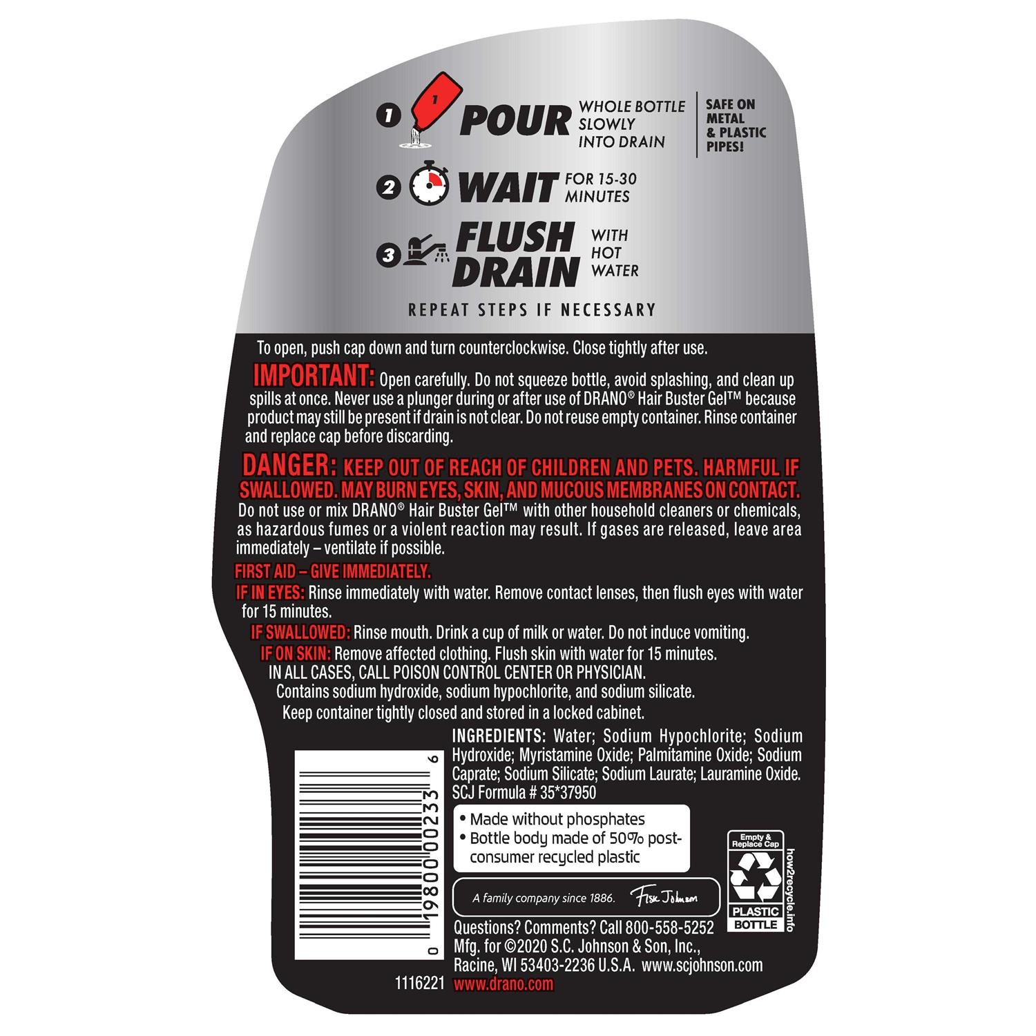 Drano Clog Remover Hair Buster Gel - Inhomebuy