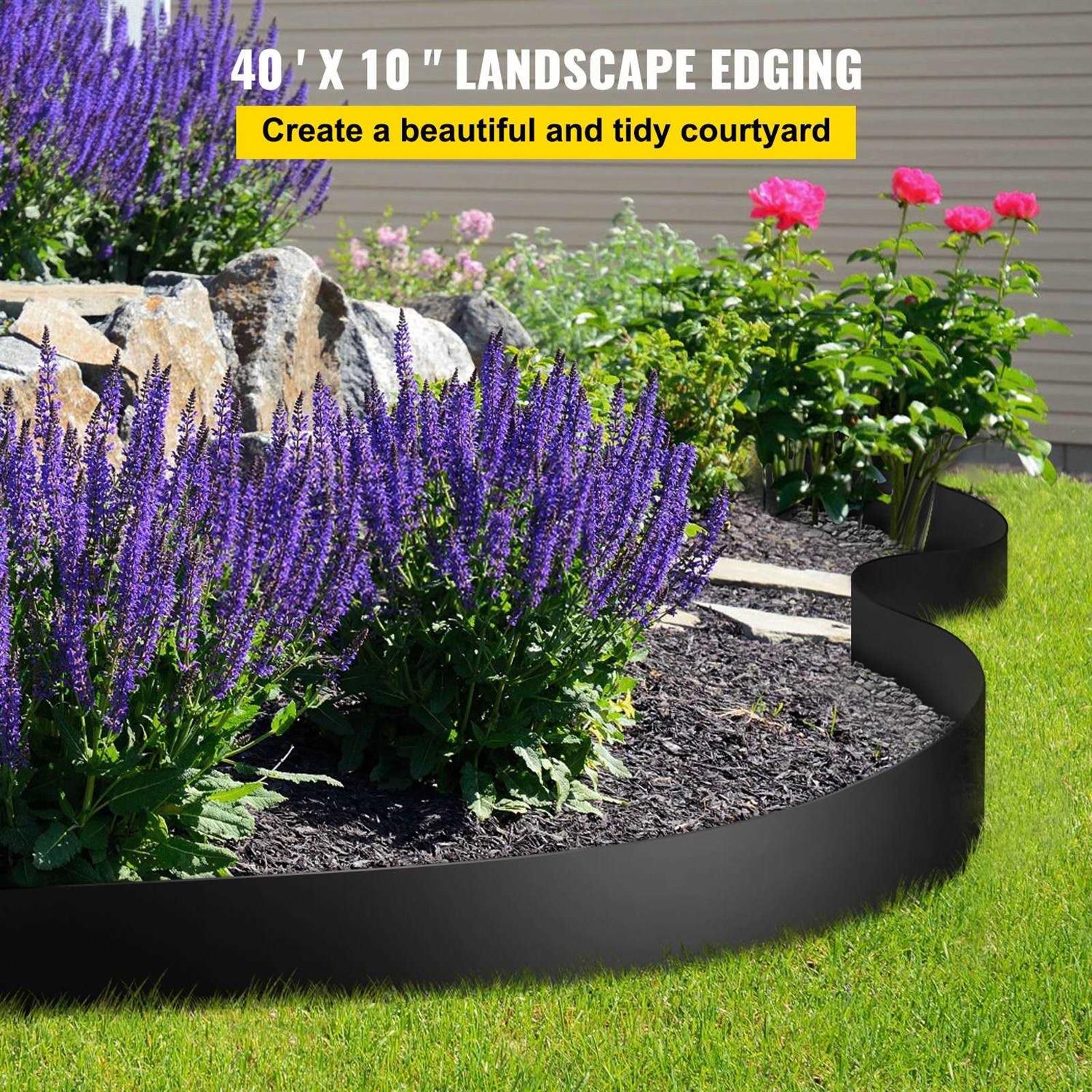 VEVOR Plastic Landscape Edging 10 in. x Recycled HDPE Coiled Terrace Board for Landscaping Against Invading Weeds - Inhomebuy