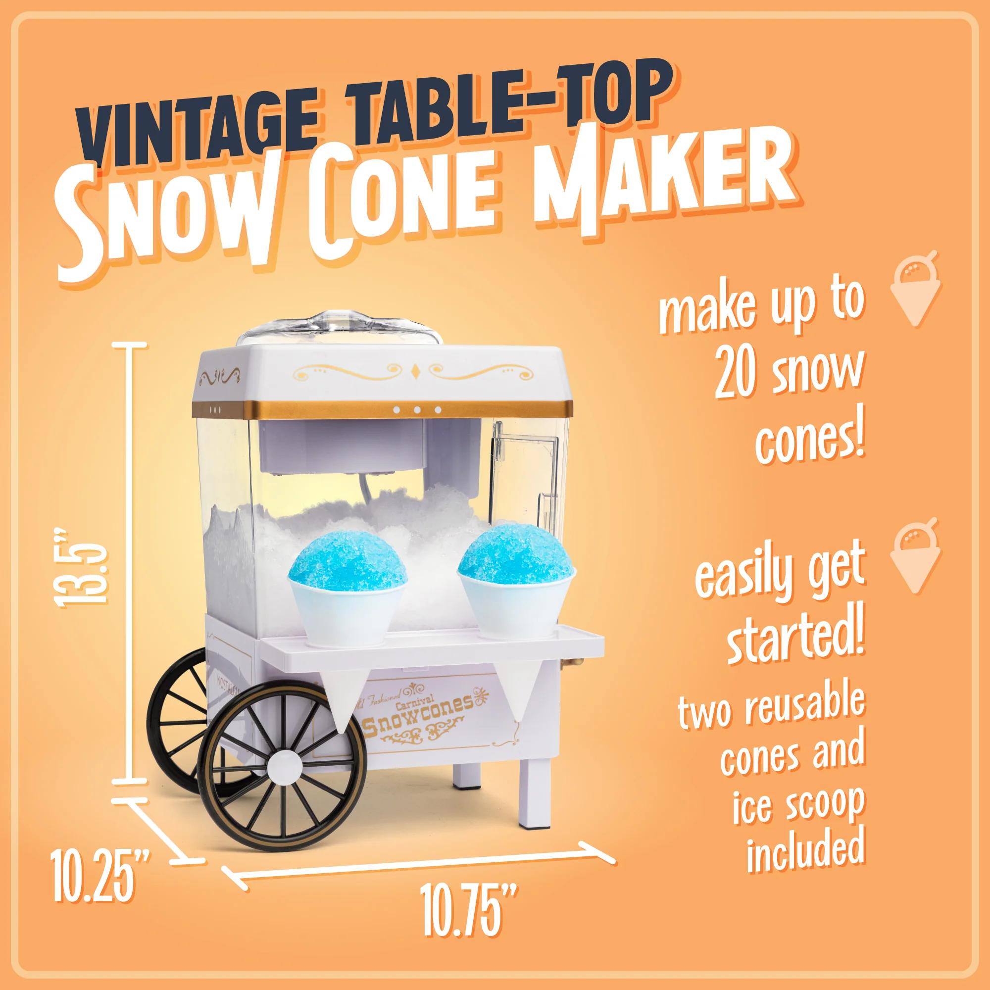 Vintage Snow Cone Maker, White - Inhomebuy
