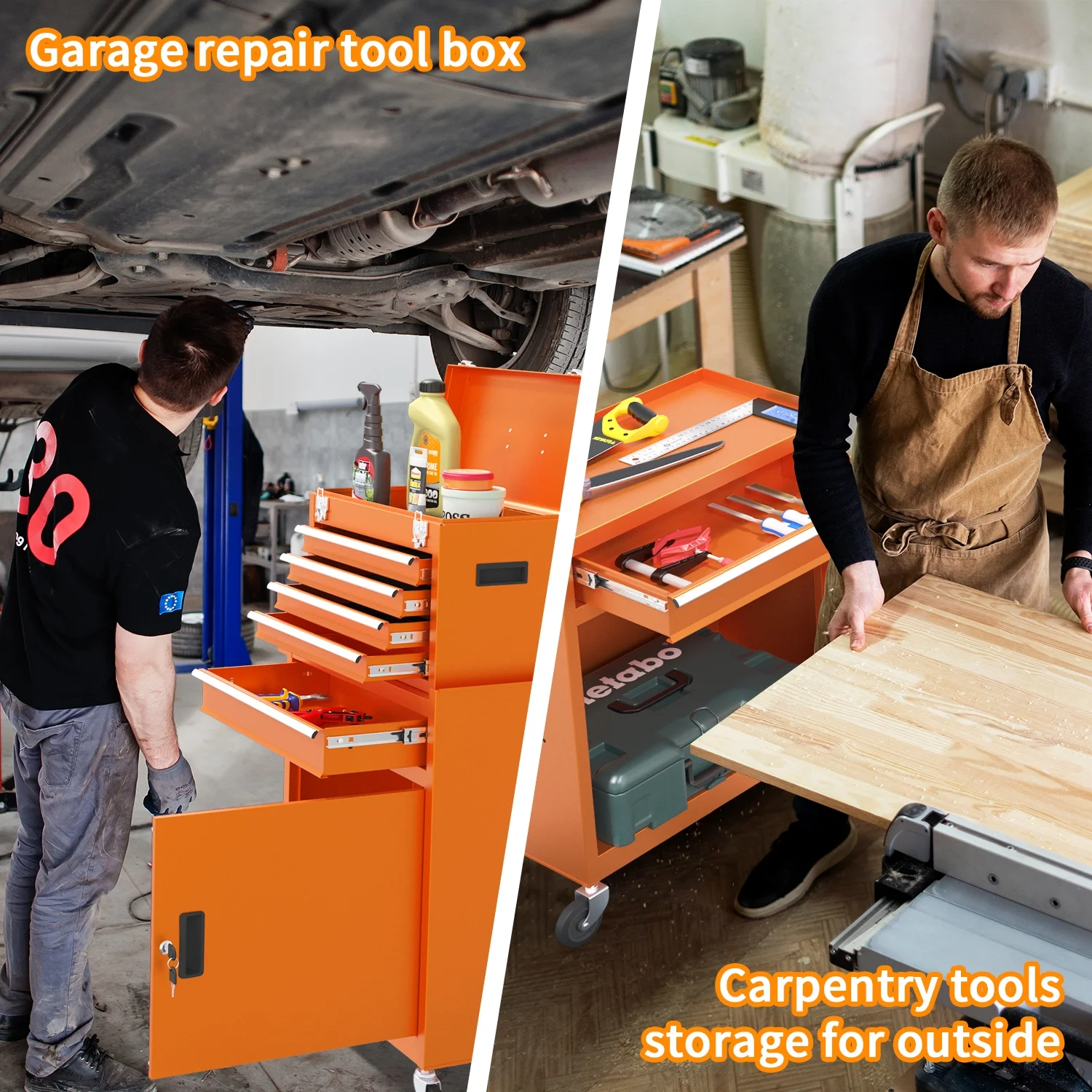 5 Drawer Mechanic Tool Chest with Wheels Heavy Duty Rolling Tool Box Cabinet Keyed Locking System Toolbox Organizer for Workshop Darkblue - Inhomebuy