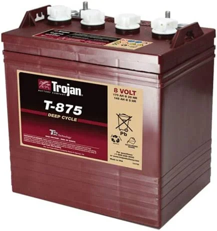 Trojan T-875 8V 170Ah Flooded Lead Acid GC2 Deep Cycle Battery x6 - Inhomebuy