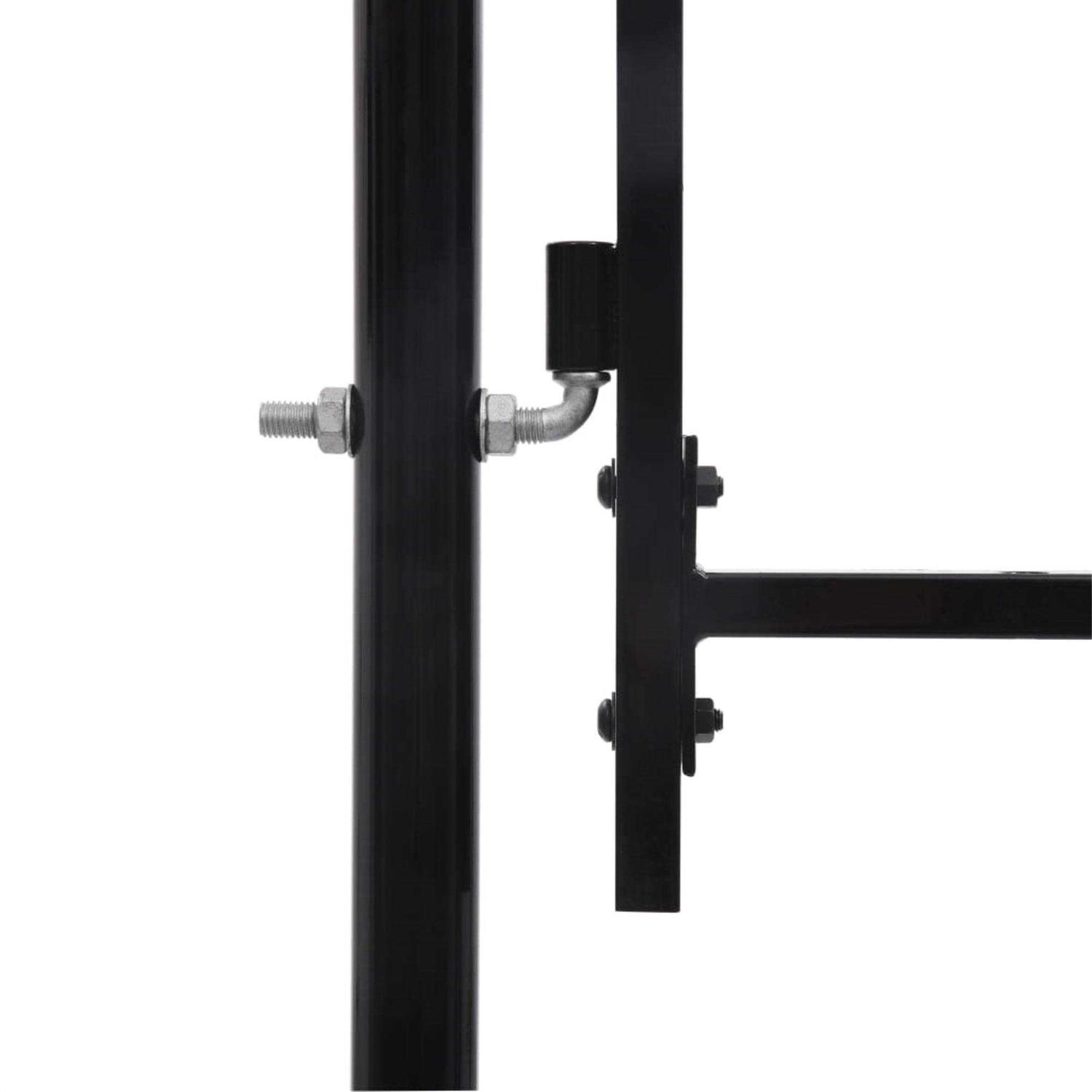 vidaXL Fence Gate Single Door with Spike Top Steel Black - Inhomebuy