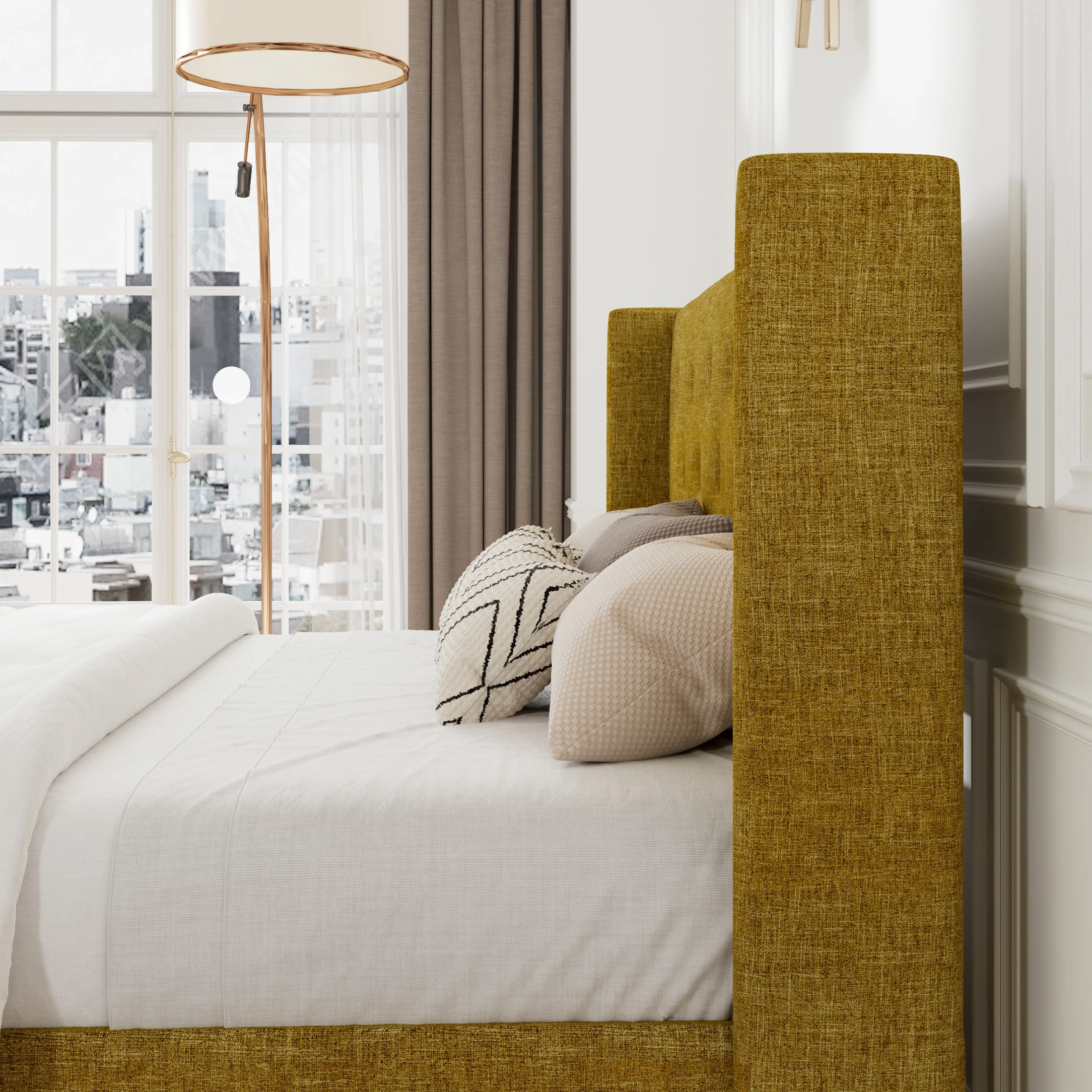 Allewie Queen Size Lift Up Platform Storage Bed Frame with Pannel Wingback Headboard, Light Beige - Inhomebuy