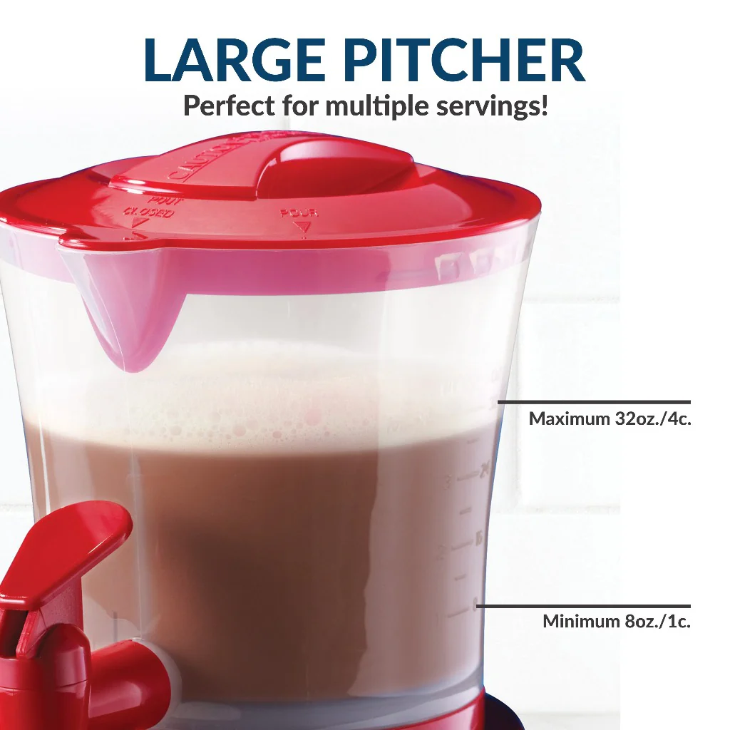 Retro 32-Ounce Hot Chocolate, Milk Frother, Cappuccino, Mocha, Latte Maker and Dispenser - Inhomebuy