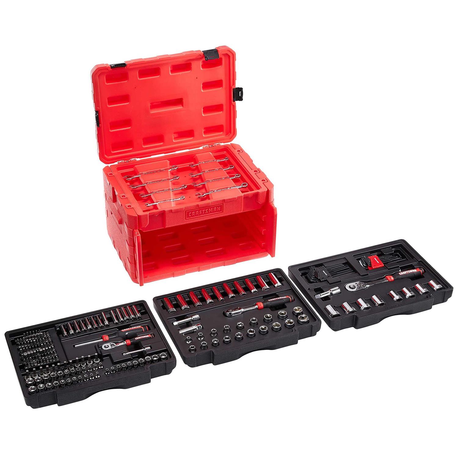 Craftsman 1/4 3/8 and 1/2 in. drive Metric and SAE 12 Point Mechanic’s Tool Set 268 pc - Inhomebuy