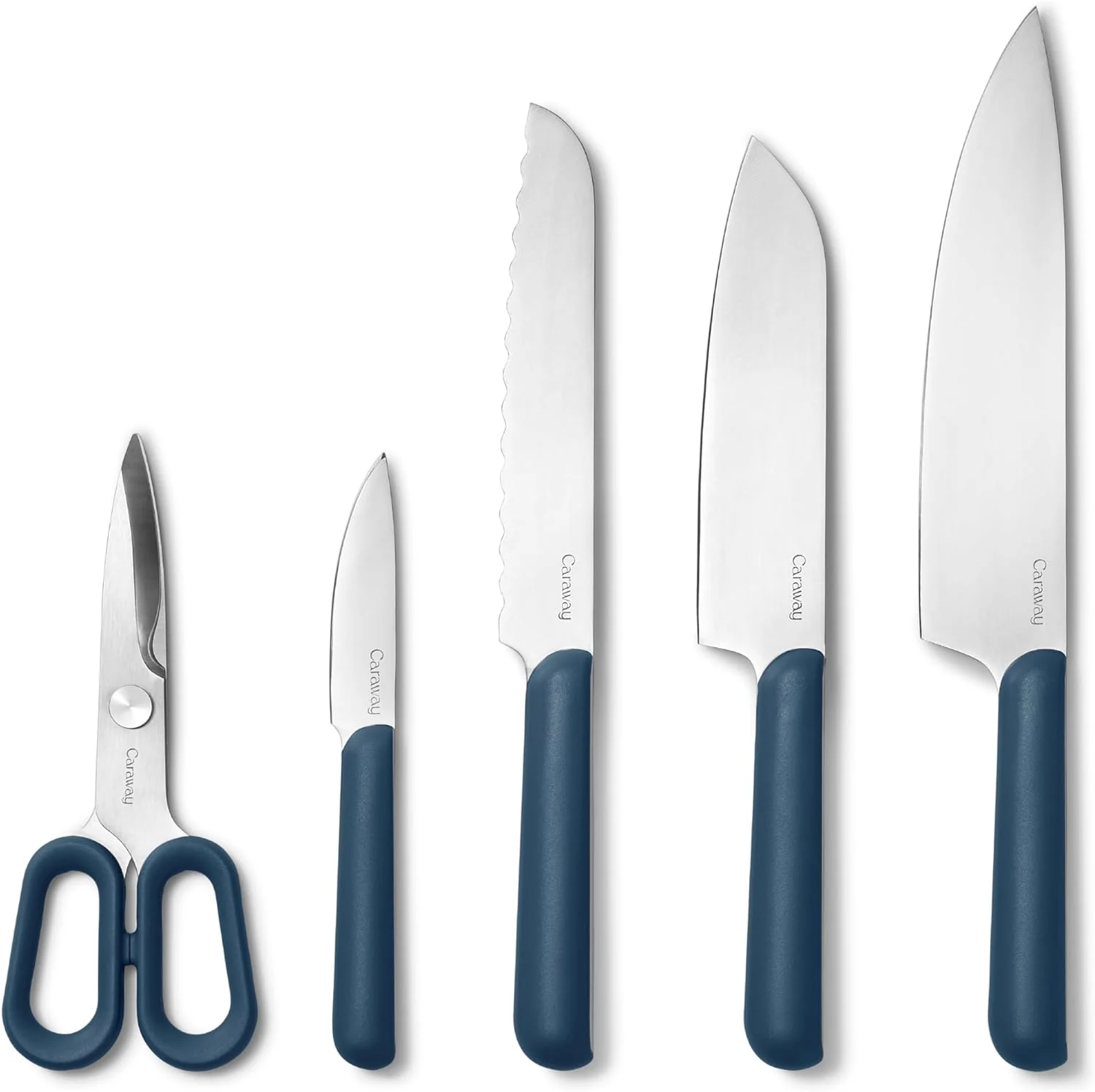 Caraway German Stainless Steel Knife Set in Navy - Inhomebuy