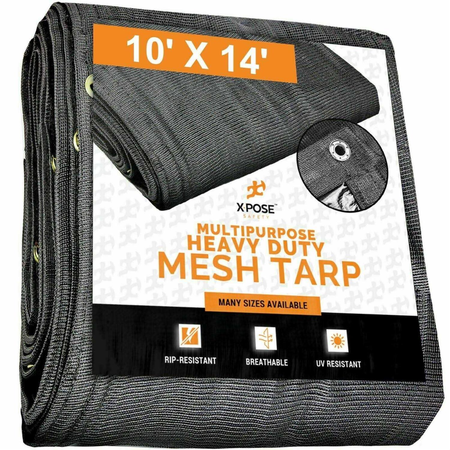 Xpose Safety Heavy Duty Mesh Tarp Multipurpose Black Protective Cover with Air Flow - Inhomebuy