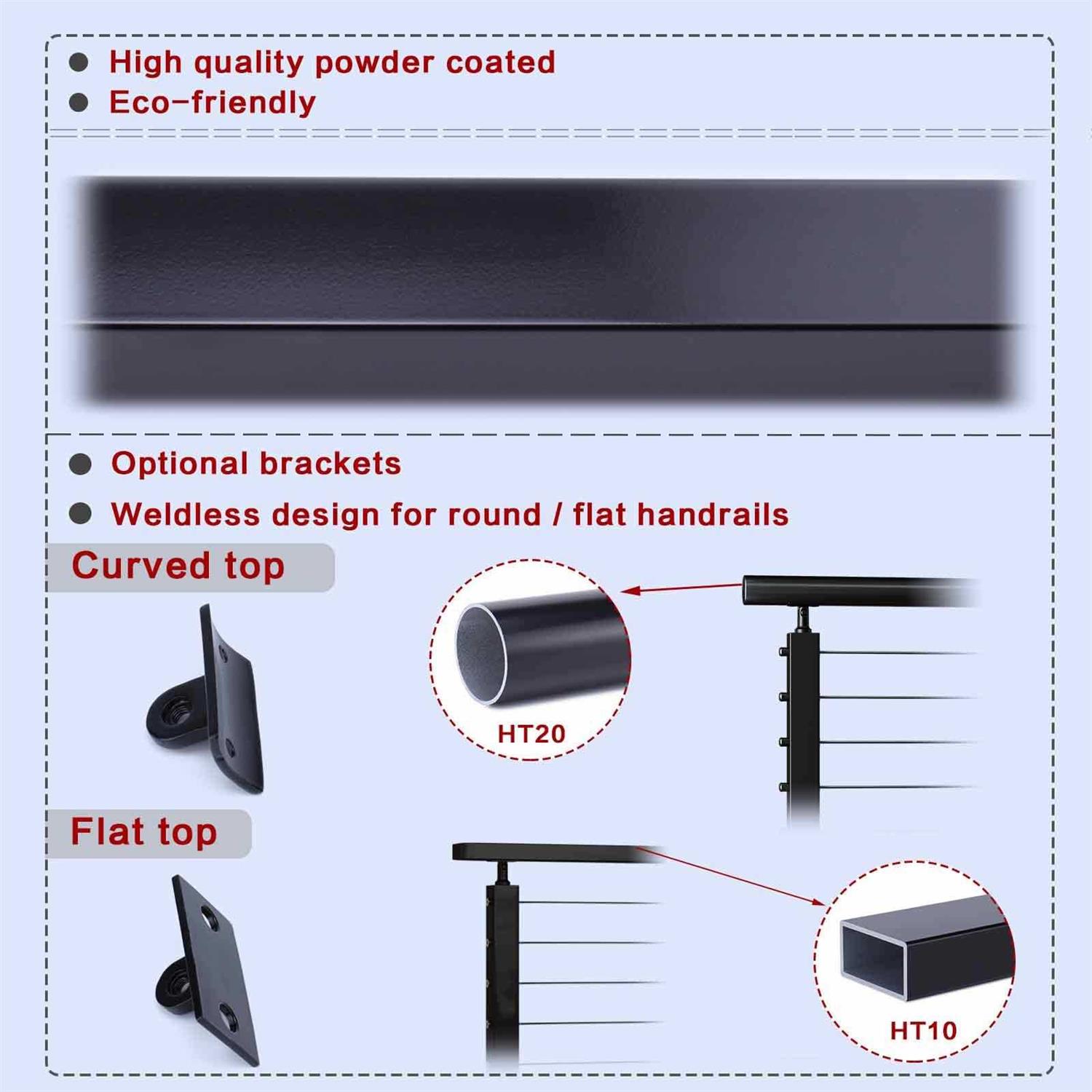 Muzata Level drilled Cable Railing Post 36x2x2 Adjustable Top Level Line Post Top Mount Stainless Steel - Inhomebuy