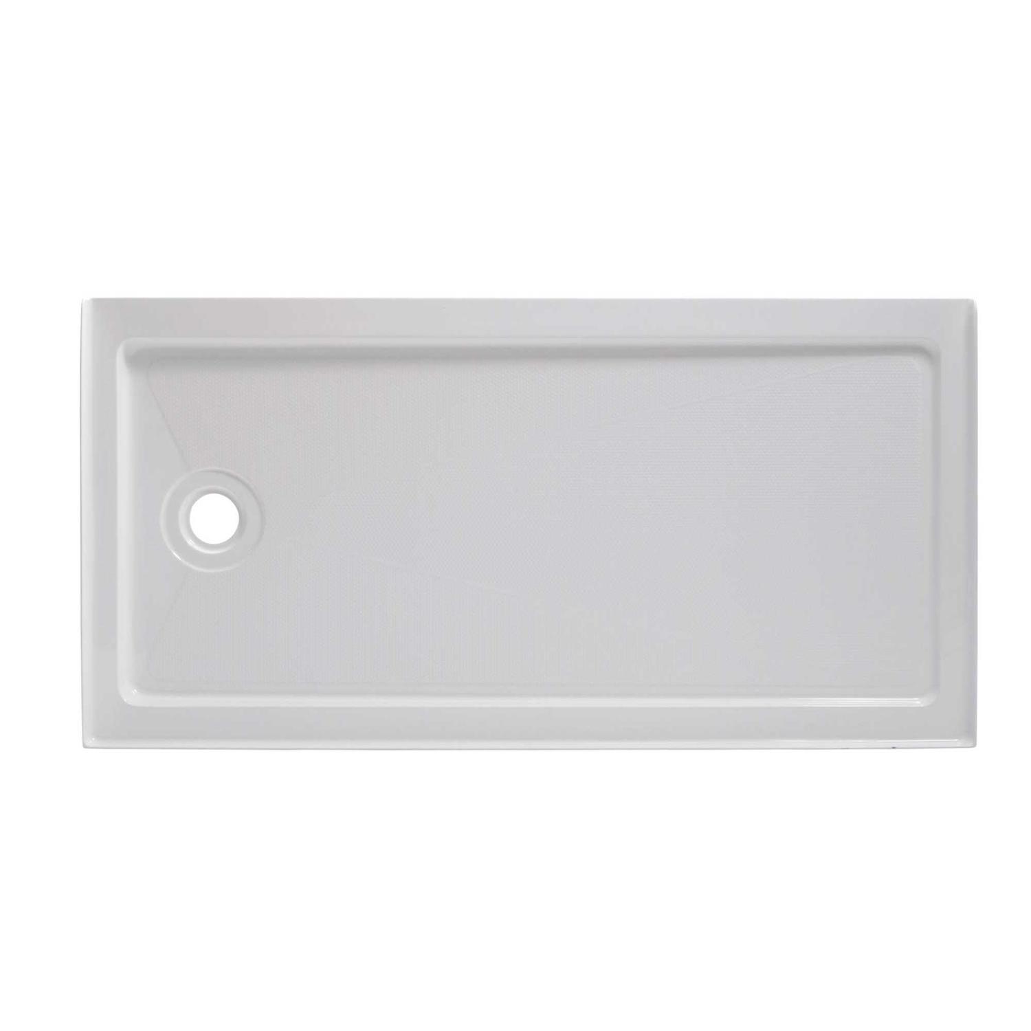 CRAFT + MAIN 60 in. x 30 in. Single Threshold Right Drain Shower Base in White - Inhomebuy