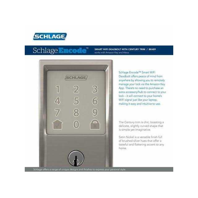 Schlage Encode Smart WiFi Deadbolt with Camelot Trim BE489WB Cam - Inhomebuy