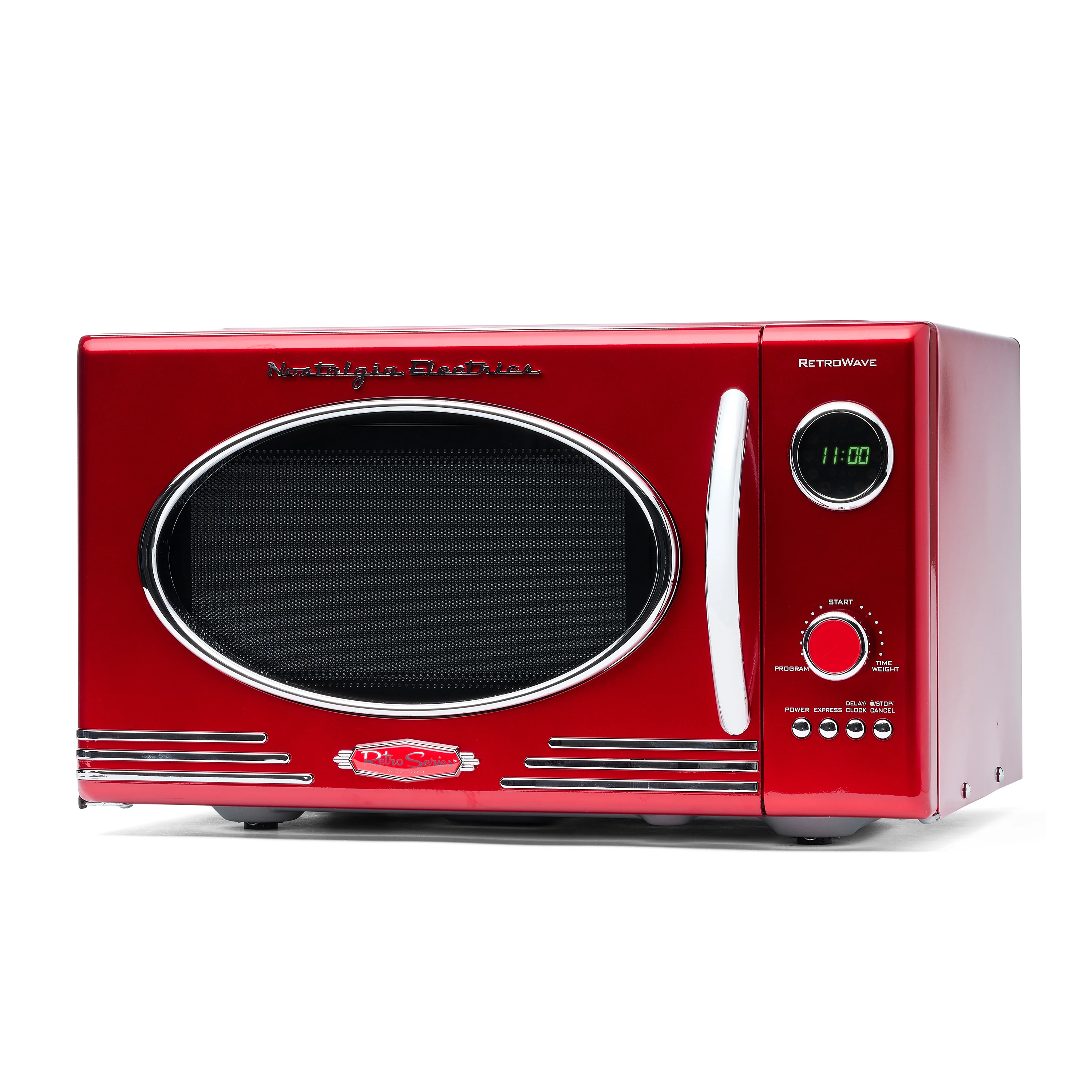 Retro 0.9 Cubic Foot 800-Watt Countertop Microwave Oven - Retro Red - Inhomebuy