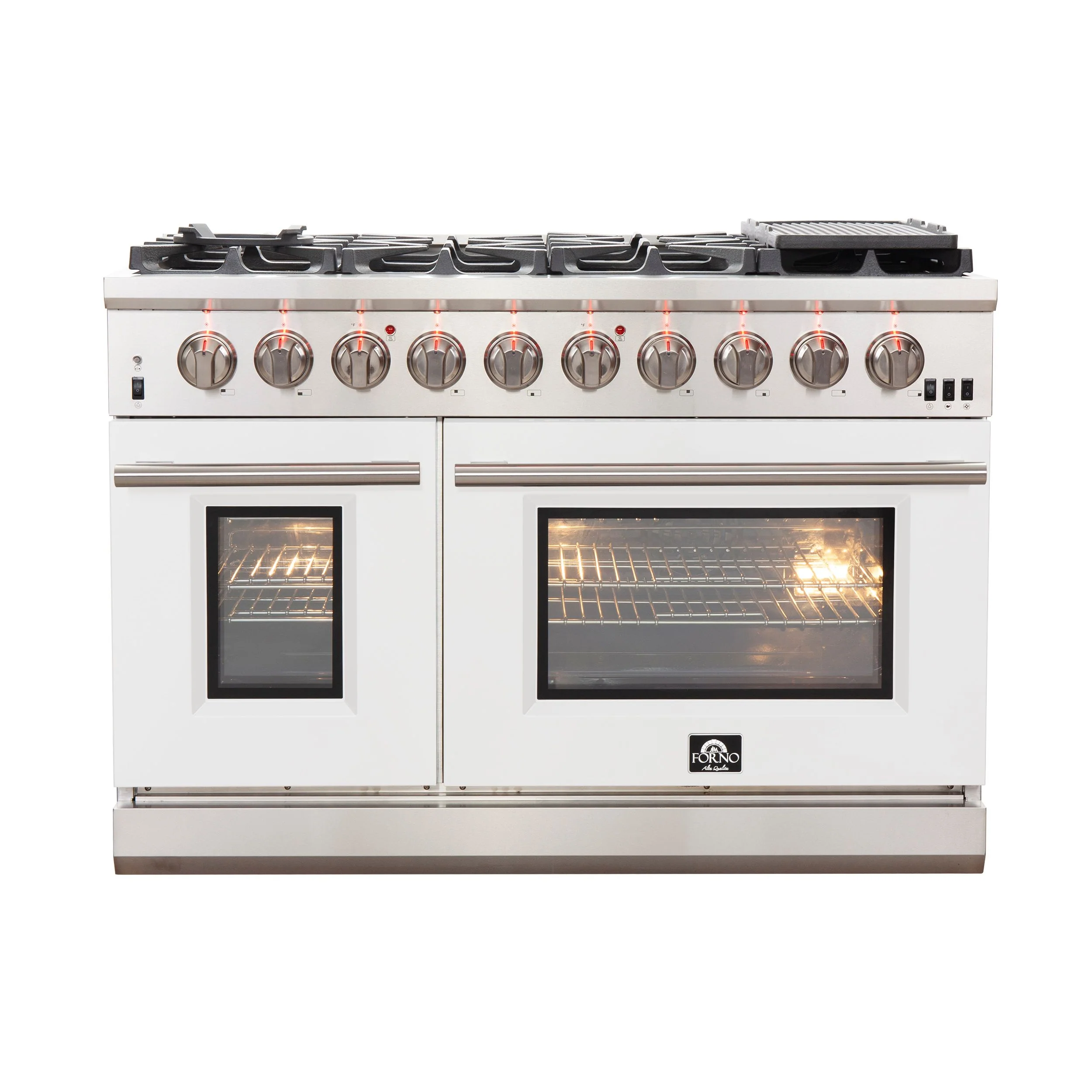 Forno 48 Inch Professional Freestanding Gas Range in White, FFSGS6260-48WHT - Inhomebuy