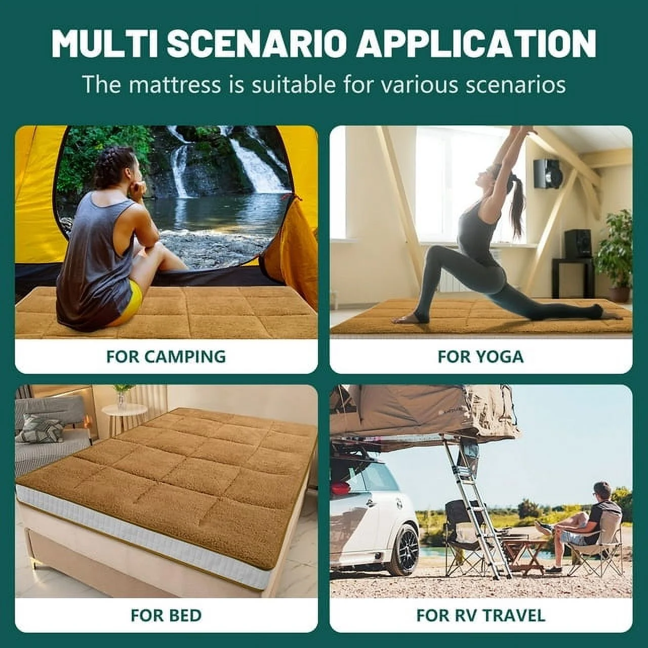 ABORON Japanese Floor Mattress, Upgraded Reversible Winter Futon Mattress Foam Mattress, 4