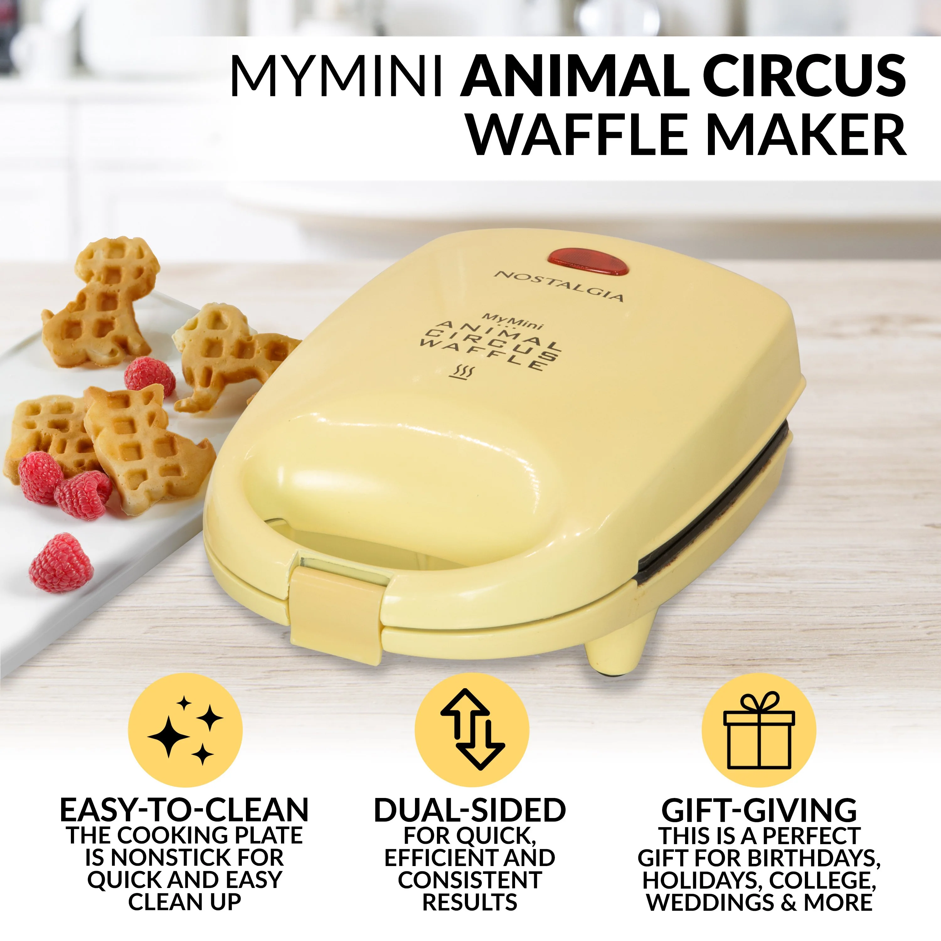 MyMini�?Animal Circus Waffle Maker, Yellow - Inhomebuy