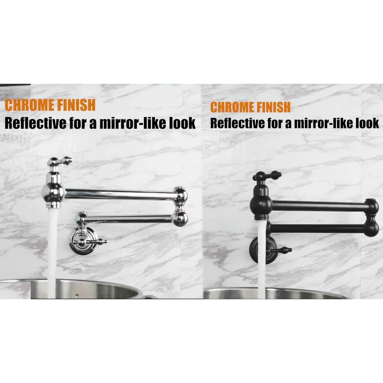 WOWOW Double Handle Wall-Mount Pot Filler Kitchen Faucet 2311100 - Inhomebuy