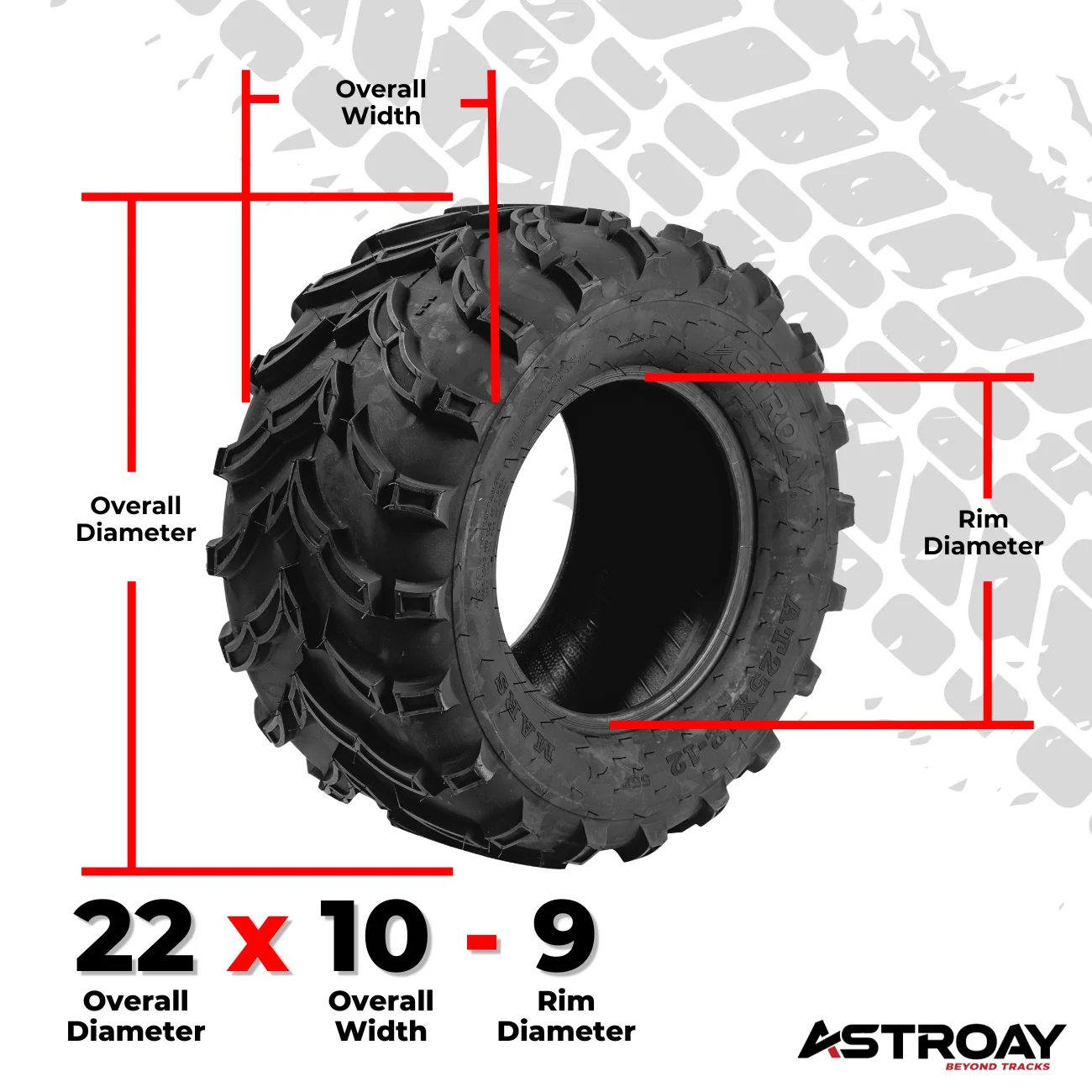 22 x 10 - 9 Astroay Mars-B Utility ATV/UTV Tire - Inhomebuy