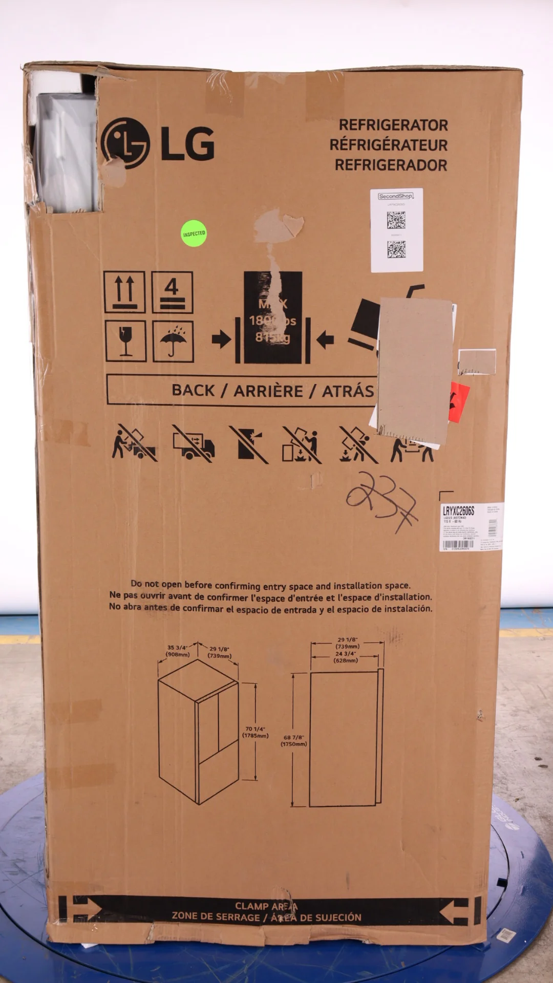 LG 36 IN 26 CU FT. STAINLESS STEEL COUNTER DEPTH MAX FRENCH DOOR REFRIGERATOR WITH COOL GUARD - LRYX - Inhomebuy