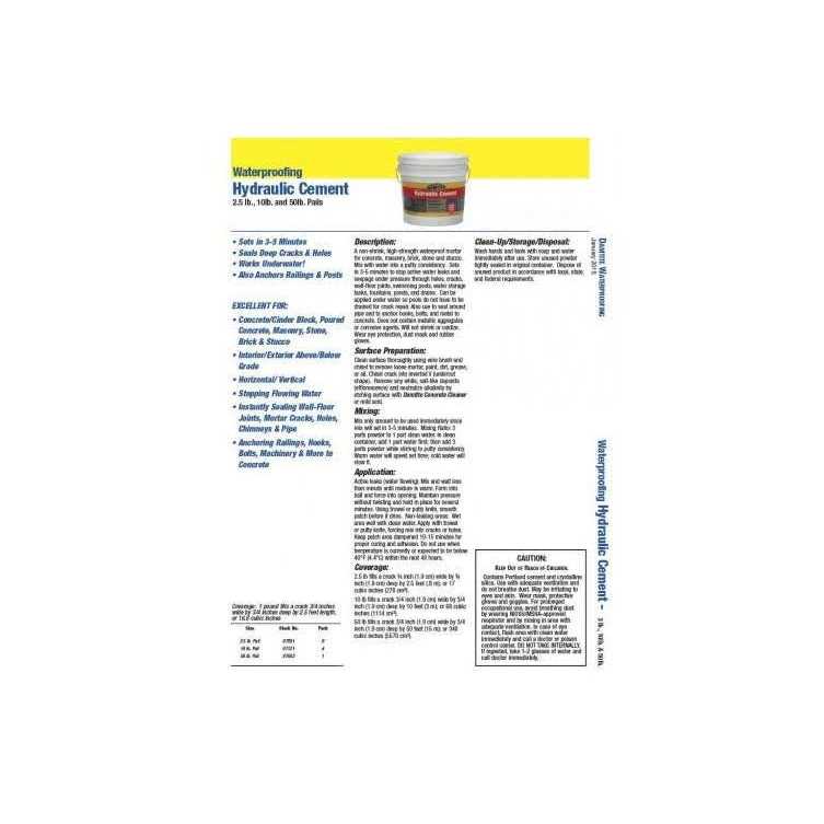 Damtite Waterproofing Hydraulic Cement - Inhomebuy