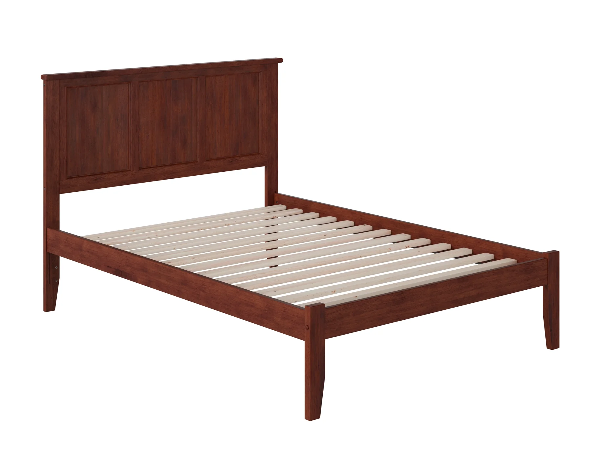 AFI Madison Full Solid Wood Platform Bed with Panel Headboard in Walnut - Inhomebuy