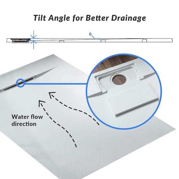 WOODBRIDGE Alcove Zero Threshold Shower Pan Base Drain - Inhomebuy