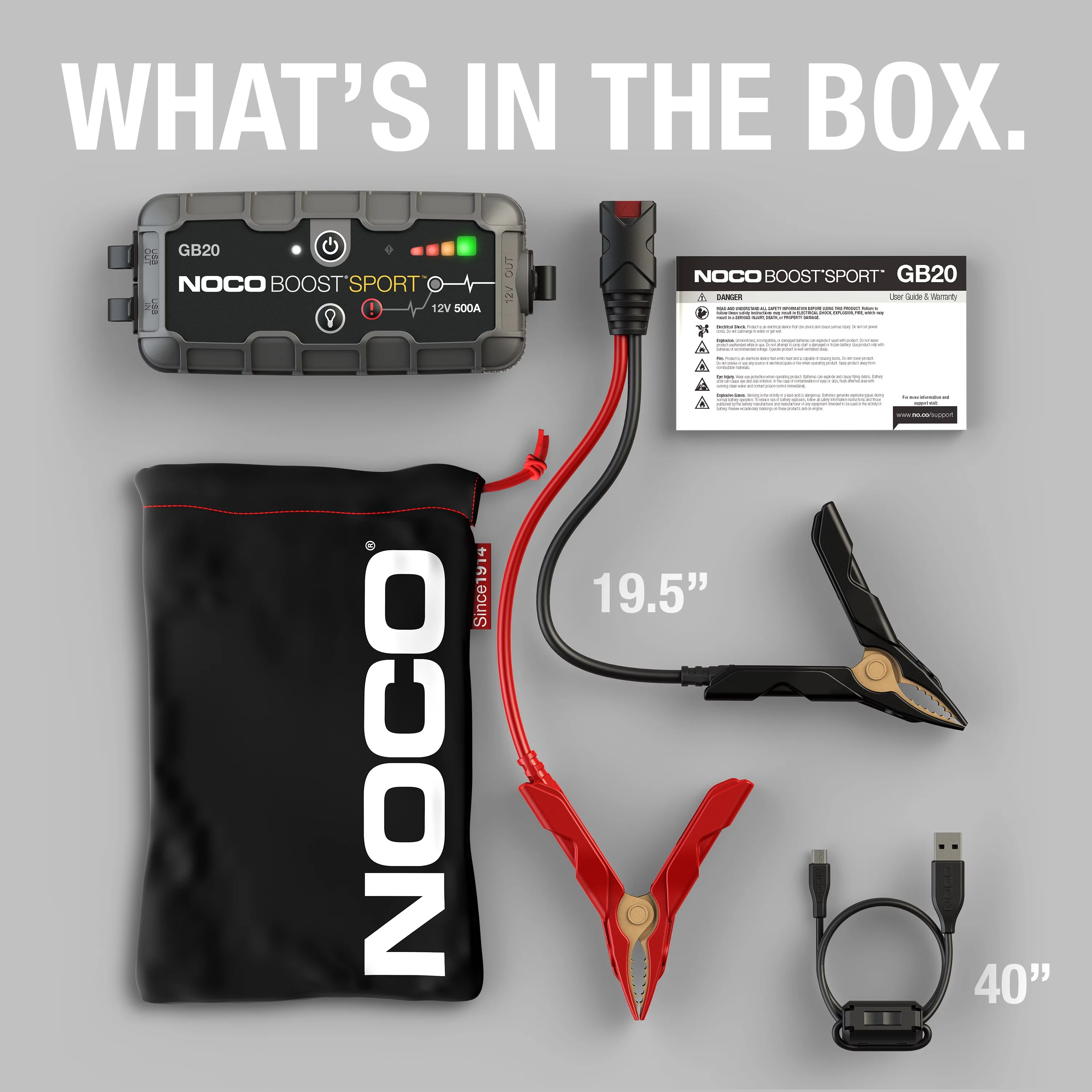 NOCO Boost Sport GB20 500A 12V UltraSafe Portable Lithium Jump Starter - Inhomebuy