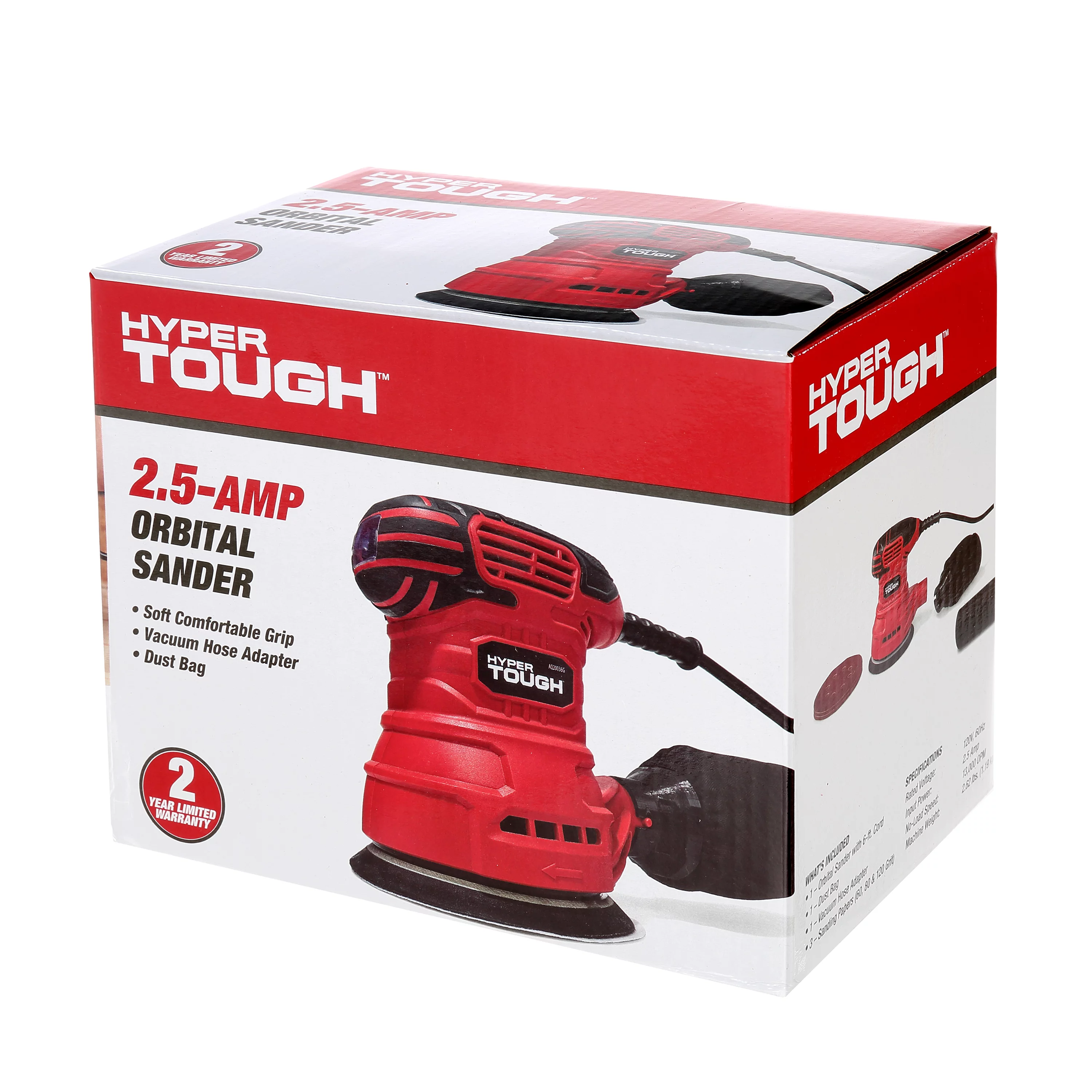 Hyper Tough 2.5-Amp Orbital Sander, 5-Inch, Corded, AQ20036G - Inhomebuy