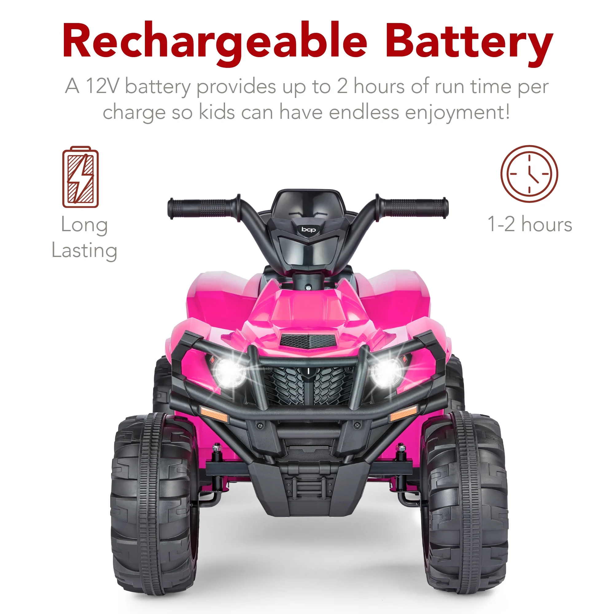 Best Choice Products 12V Kids Ride-On ATV Quad w/ Bluetooth, 2.4mph Max, Treaded Tires, LED Lights, Radio - Black - Inhomebuy