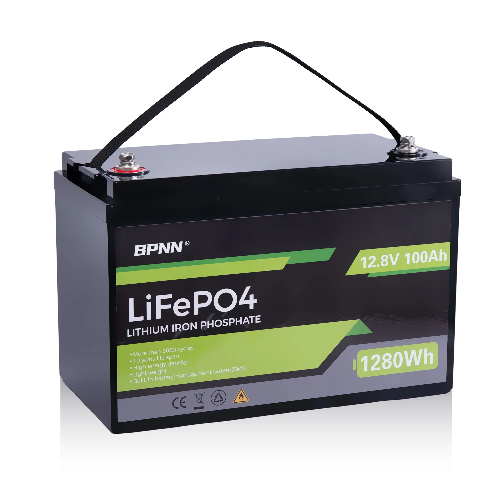 BPNN 12V 100Ah LiFePO4 Battery Long Cycles 12V Lithium Battery for RV Home Backup - Inhomebuy
