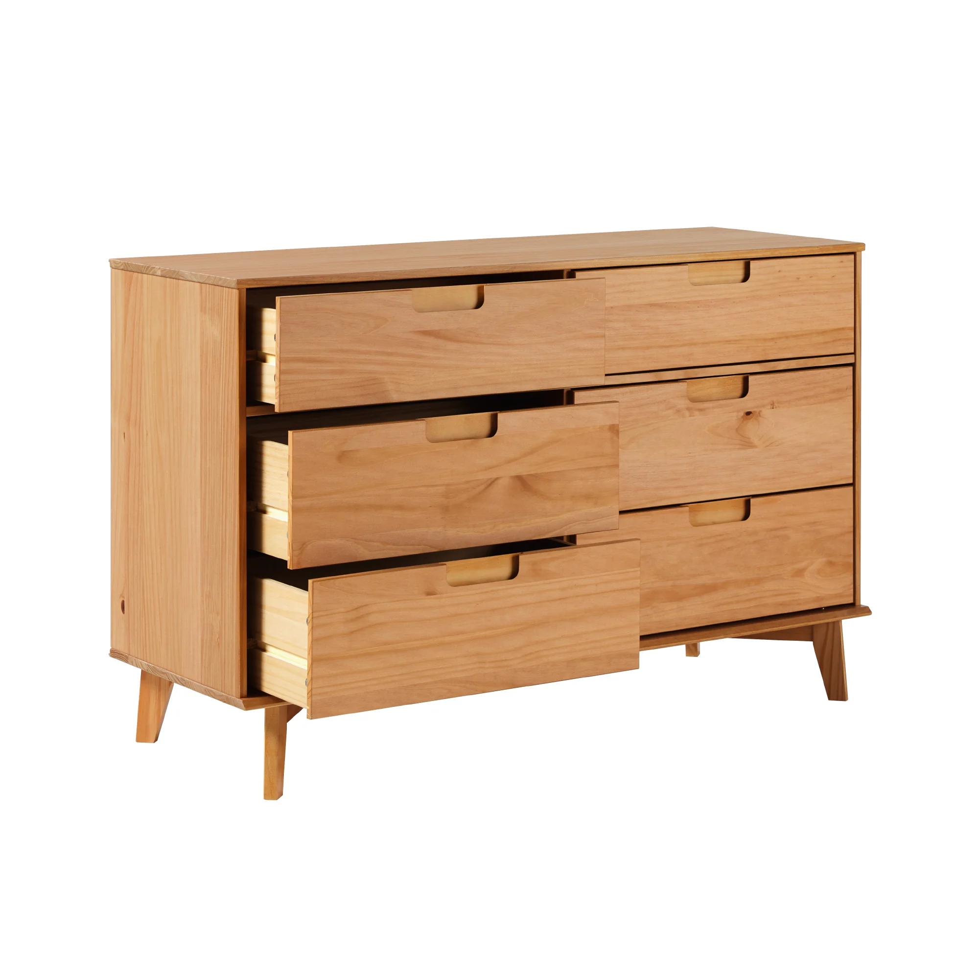 Walker Edison Sonoma 6-Drawer Solid Wood Caramel Dresser - Inhomebuy