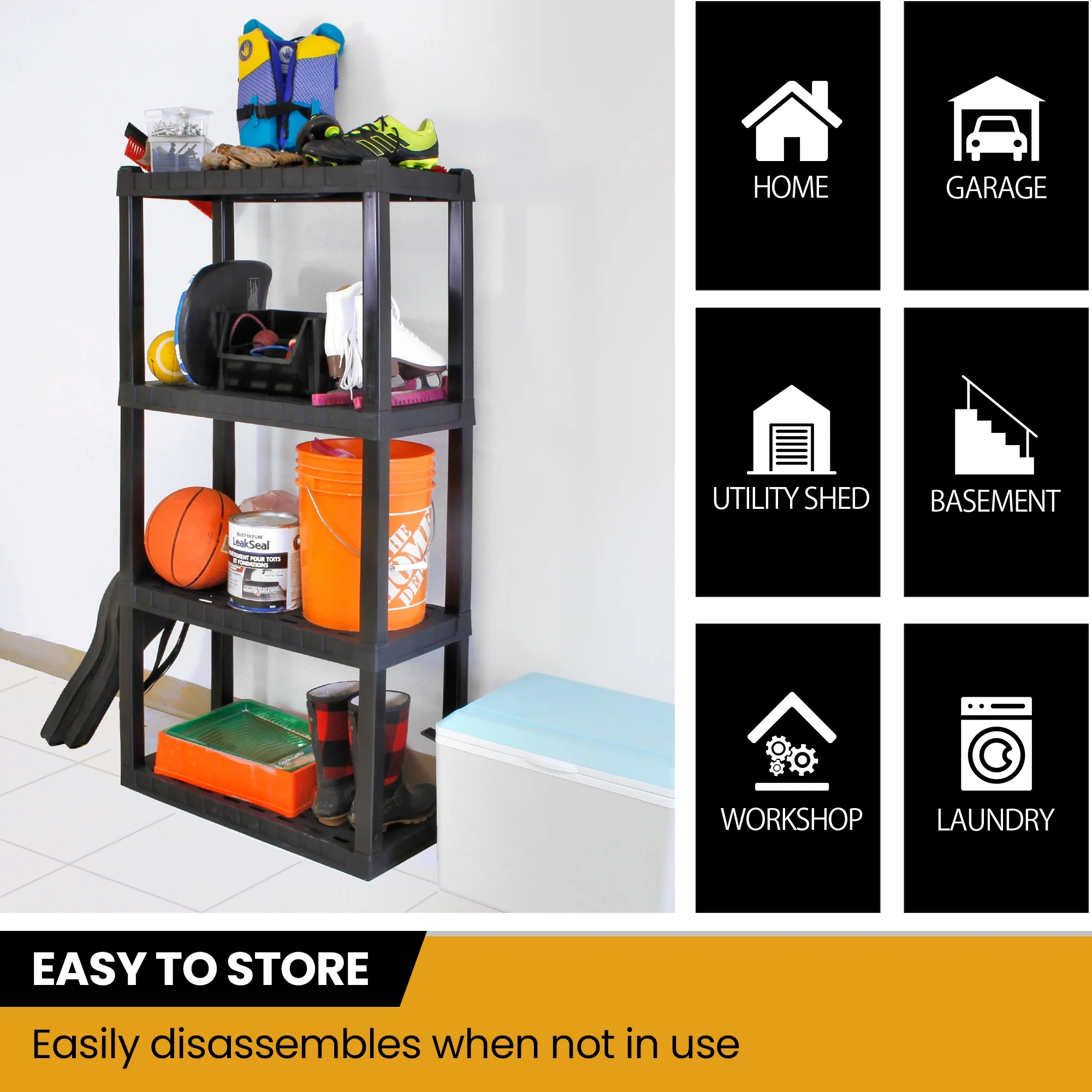 Hyper Tough 4-Tier Shelving Unit, W30 x D14 x H57