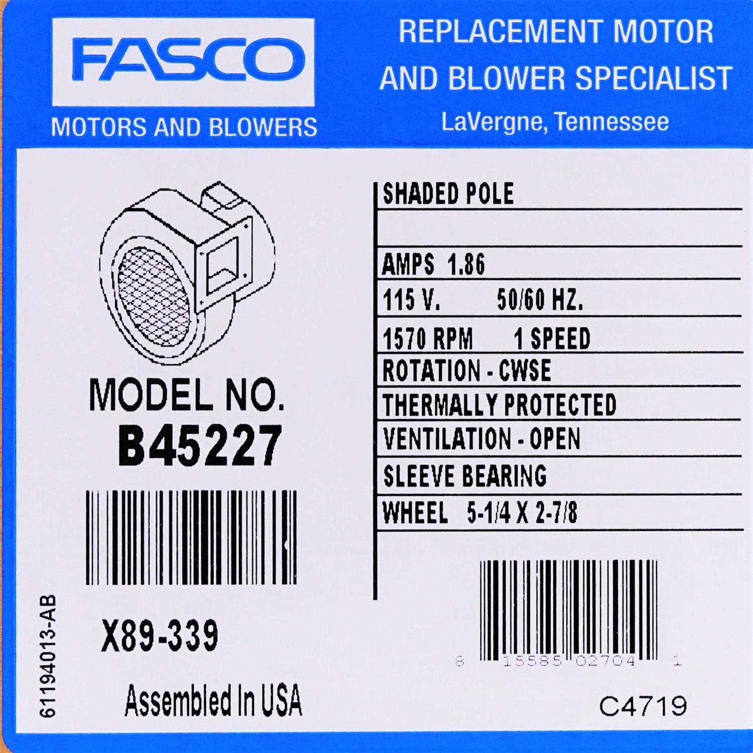 Fasco B24220 Centrifugal Blower - Inhomebuy