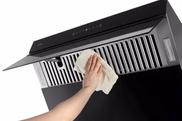 Sakura Slant Rangehood: 30'' wide, with wave control & heat cleaning, black glass finish, dual DC motor | R7261  - Inhomebuy