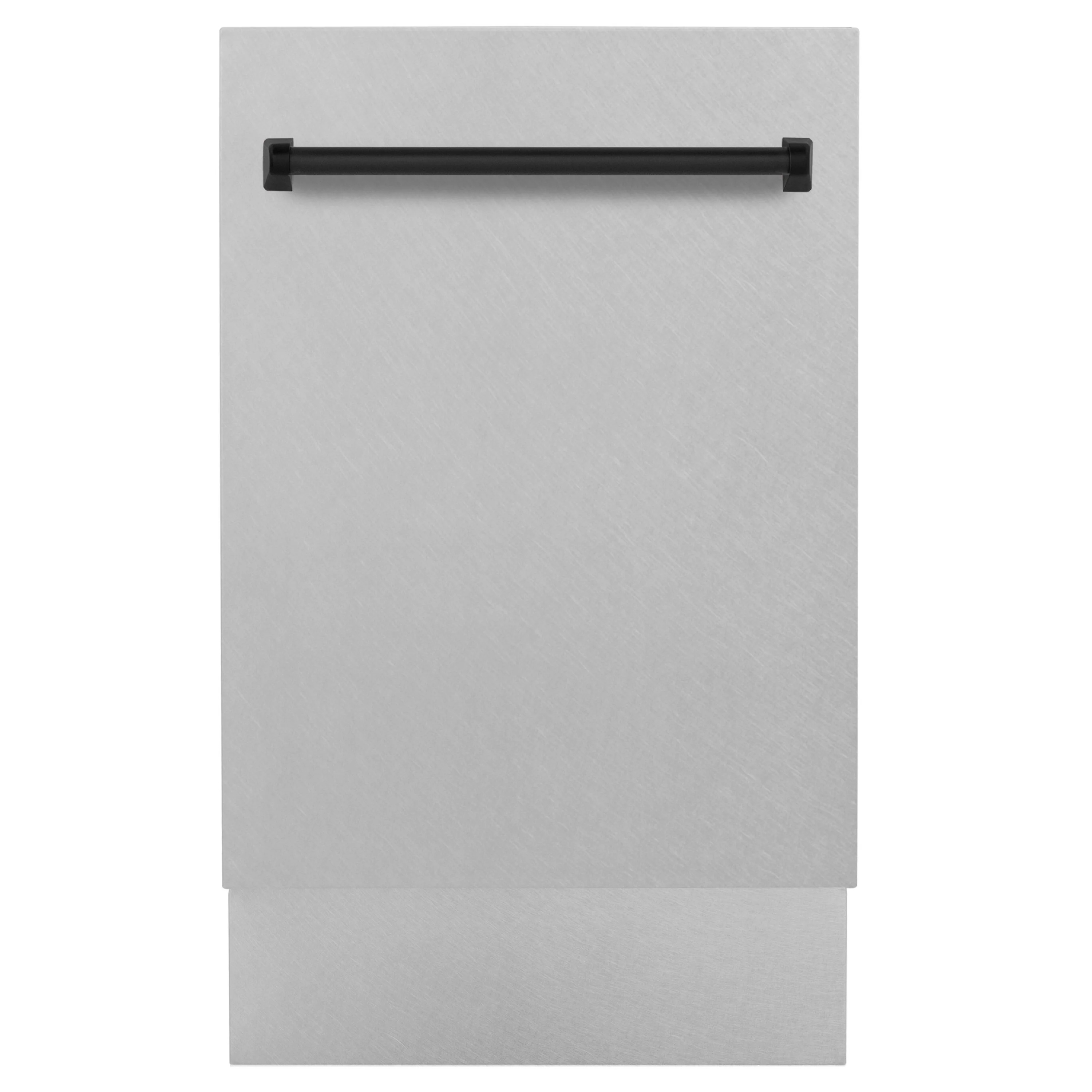 ZLINE Autograph Series 18 In. Dishwasher in DuraSnow® Stainless Steel with Matte Black Handle, DWVZ-SN-18-MB - Inhomebuy