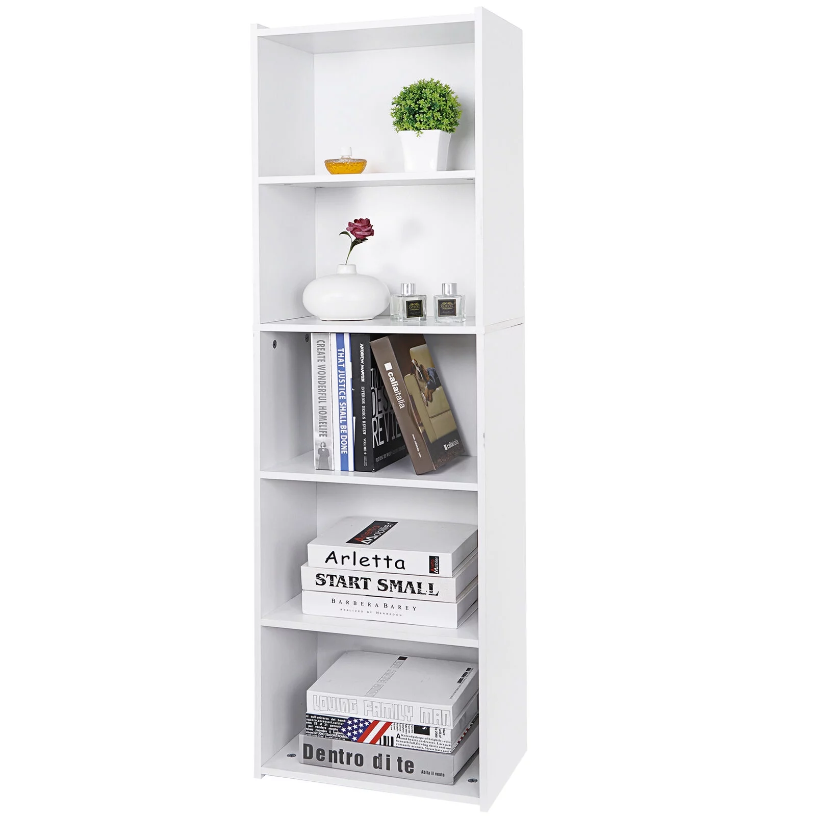 ZENSTYLE 5 Tier Bookcase Bookshelf Storage Wall Shelf Organizer Display Stand Home Office - Inhomebuy